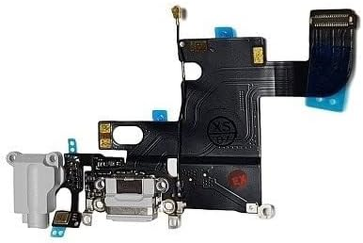 Smartex&reg; Charging Socket with Flex Cable Compatible with Iphone 6 Light Grey - Dock Connector with Integrated Microphone, Home Button, Speaker Connection image number 2