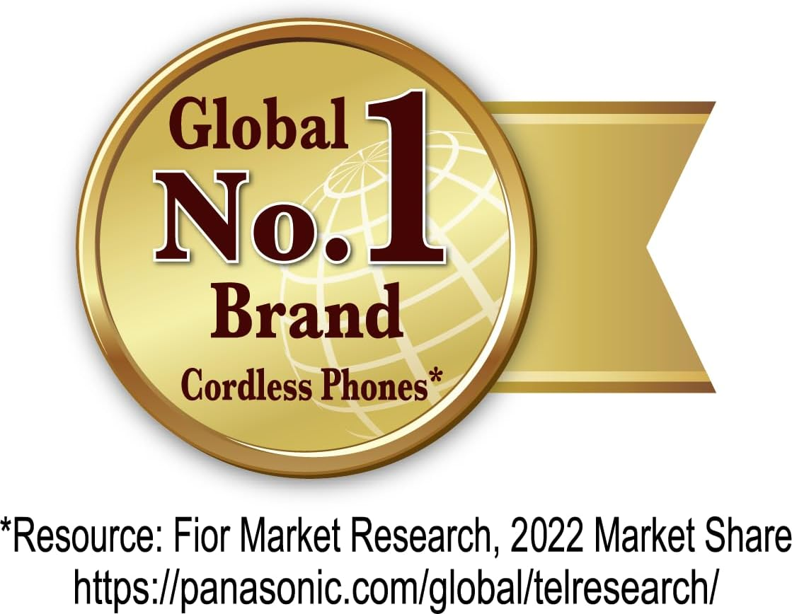 Panasonic DECT Digital Cordless Phone with Built-In Answering Machine and 2 Handsets (KX-TG6822ALB), Black & Silver