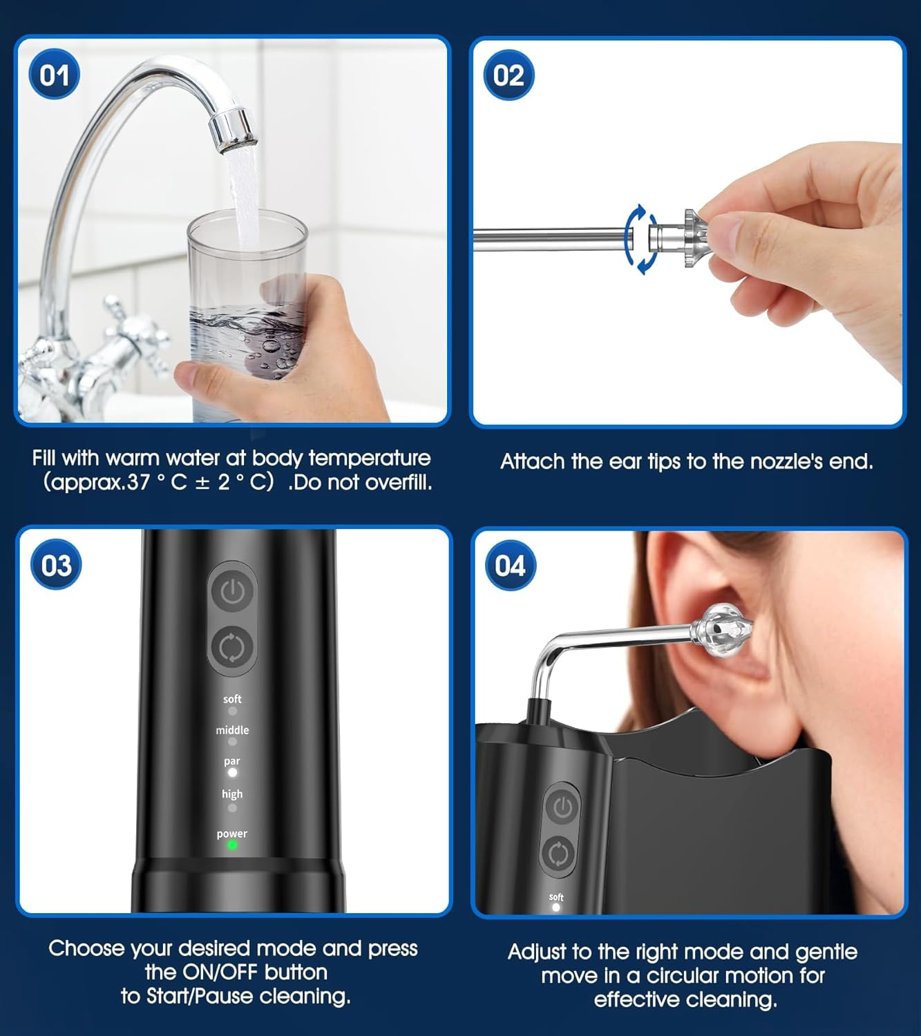 Ear Wax Removal Kit,Usb Electric Water Powered Ear Cleaner with 10 Replaceable Tips,4 Cleaning Modes IPX7 Waterproof Ear Irrigation System Reusable Ear Flushing Cleaning Tool for Kids Adults Home Use image number 1