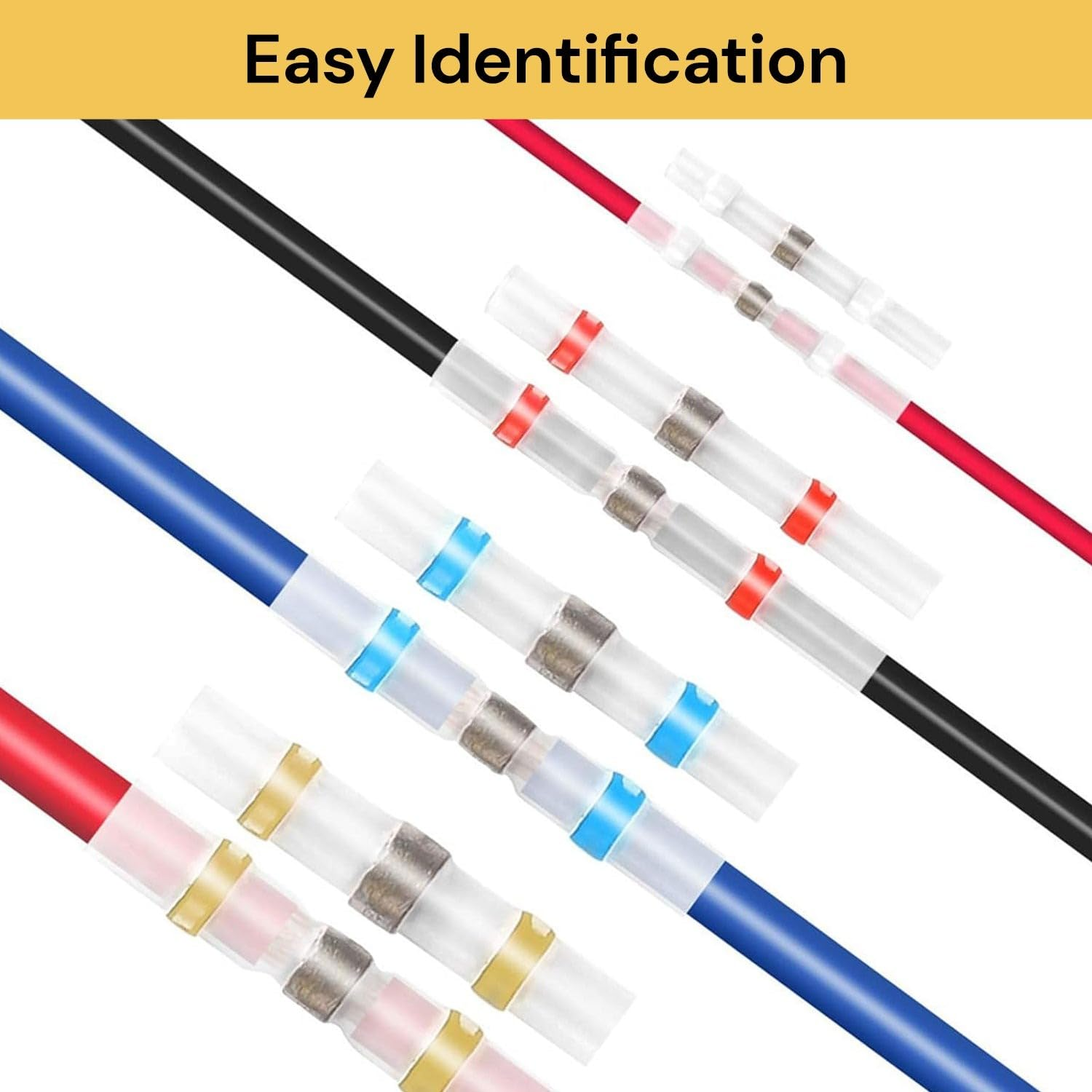 EZONEDEAL 300 Pcs Solder Seal Heat Shrink Butt Connectors, Waterproof Wire Connectors Kit Electrical Terminals, Solder Seal Wire Connectors, Electrical Butt Splice Wire Terminals image number 6