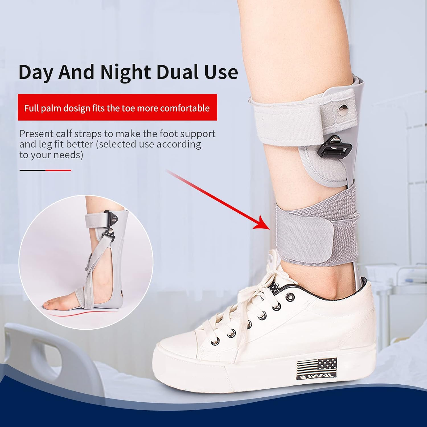 AFO Foot Drop Brace Splint Ankle Foot Orthosis Walking with Shoe or Sleeping for Stroke Hemiplegia (Large-Left) image number 2