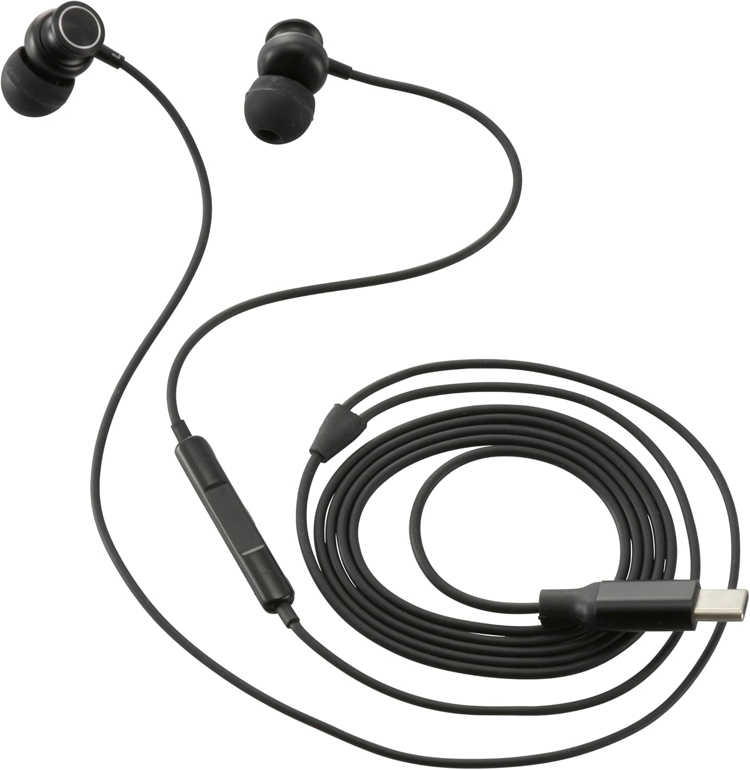 Ohm Electric Audiocomm SMT-HA05-K 01-7320 Type-C Stereo Earphones, 4.7 Ft (1.2 M), In-Ear Type, Black, Wired with Volume Controller