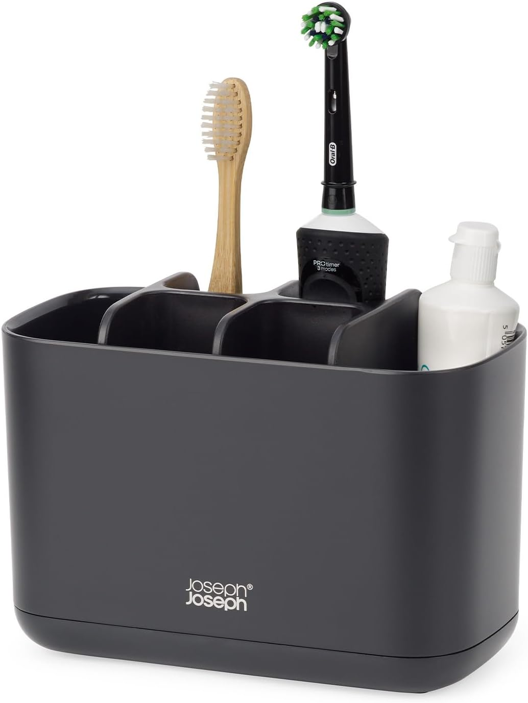 Joseph Joseph Easy-Store - Toothbrush Holder Caddy, Bathroom Storage, Large - Ecru