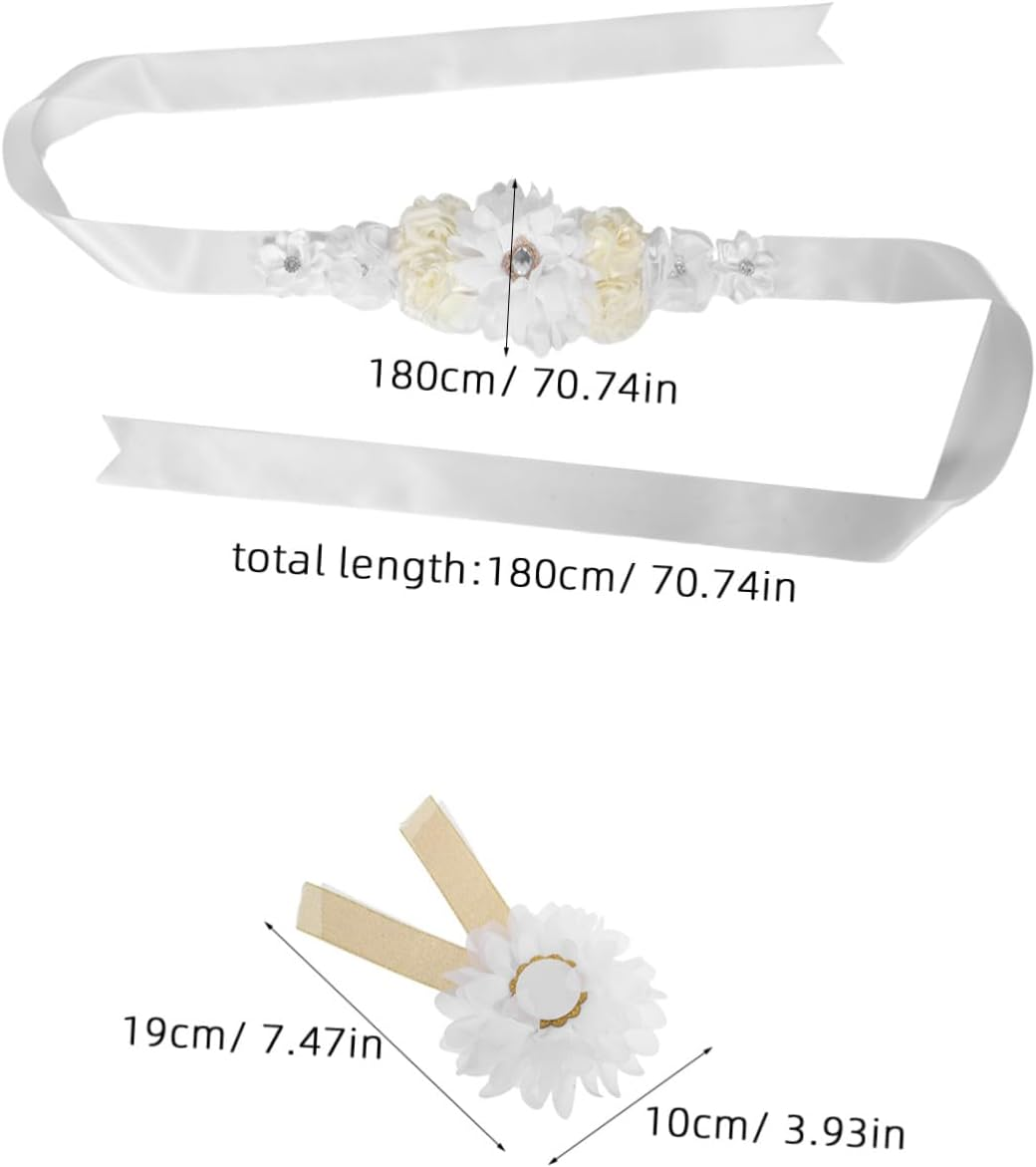 Adjustable Floral Satin Ribbon Belly Band for Pregnant Women Breathable Maternity Sash Belt for Shower Pregnancy Photoshoot Comfortable Skin-Friendly Fit image number 5