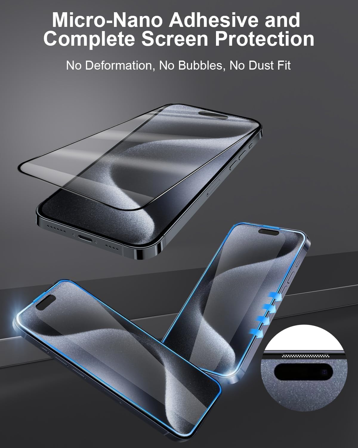 FOR Iphone 17/16/15 PRO MAX plus Screen Protector (2 Pack), HD Tempered Glass 9H Hardness, Anti-Scratch, Bubble-Free Installation Frame, Anti-Fingerprint, Case Friendly Screen Guard for Iphone plus Models