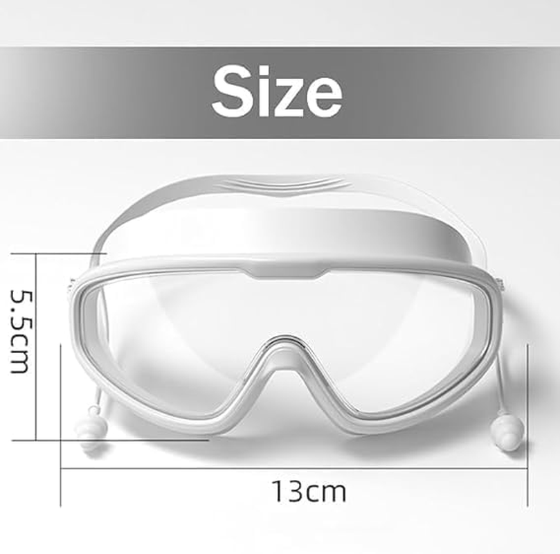 Kids Swim Goggles, Swim Goggles Large Frame, Swimming Glasses for Children, Anti-Fog, Watertight, Soft Silicone Frame and Strap Blue image number 3