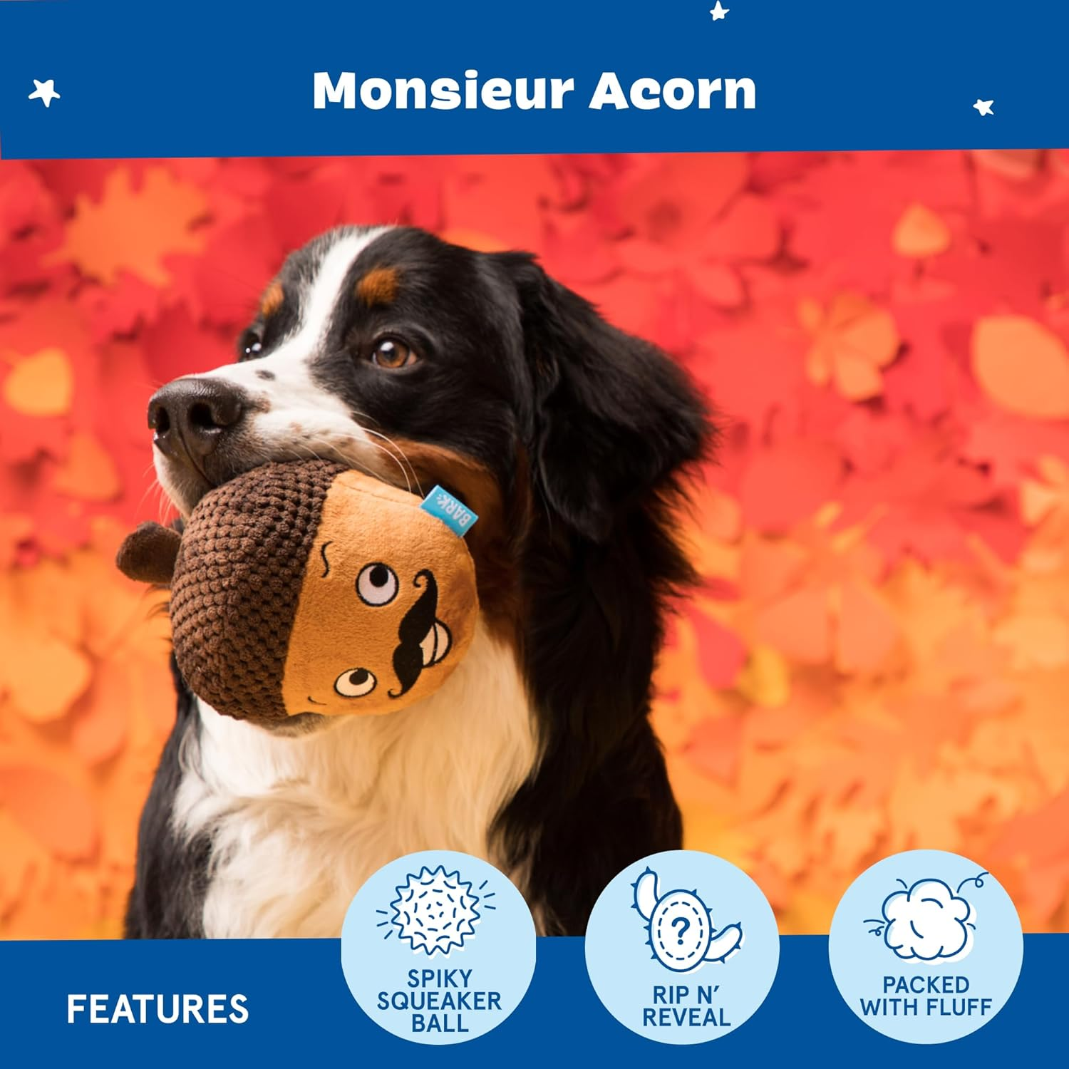 Barkbox Monsieur Acorn for Medium to Large Dogs, Plush, Bonus Free Toy within a Toy image number 6