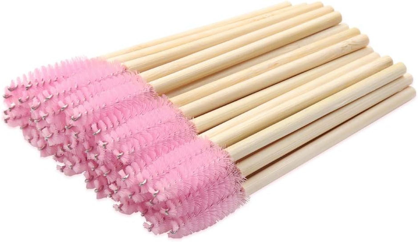 Mekupeu 100 Pcs Disposable Mascara Wands Bamboo Spoolies Brush for Eyelash Extensions Spoolie Eyelash Lash Wand Applicator Makeup Kits, Pink image number 4
