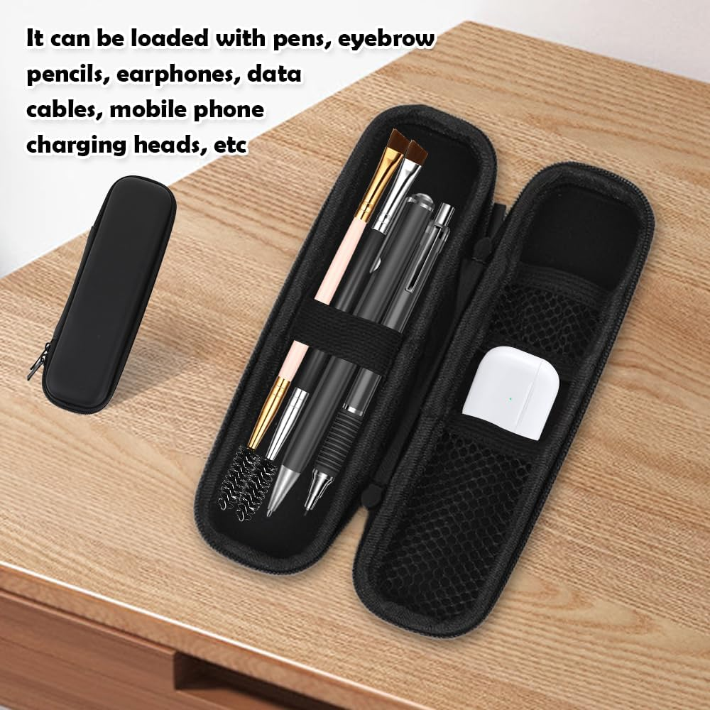 Hard Shell Pencil Case, EVA Durable Waterproof Stylus Pen Case, Small Zipper Storage Bag for Executive Pens, Stylus, and Data Cables (Black), Black, One Size, Fashion