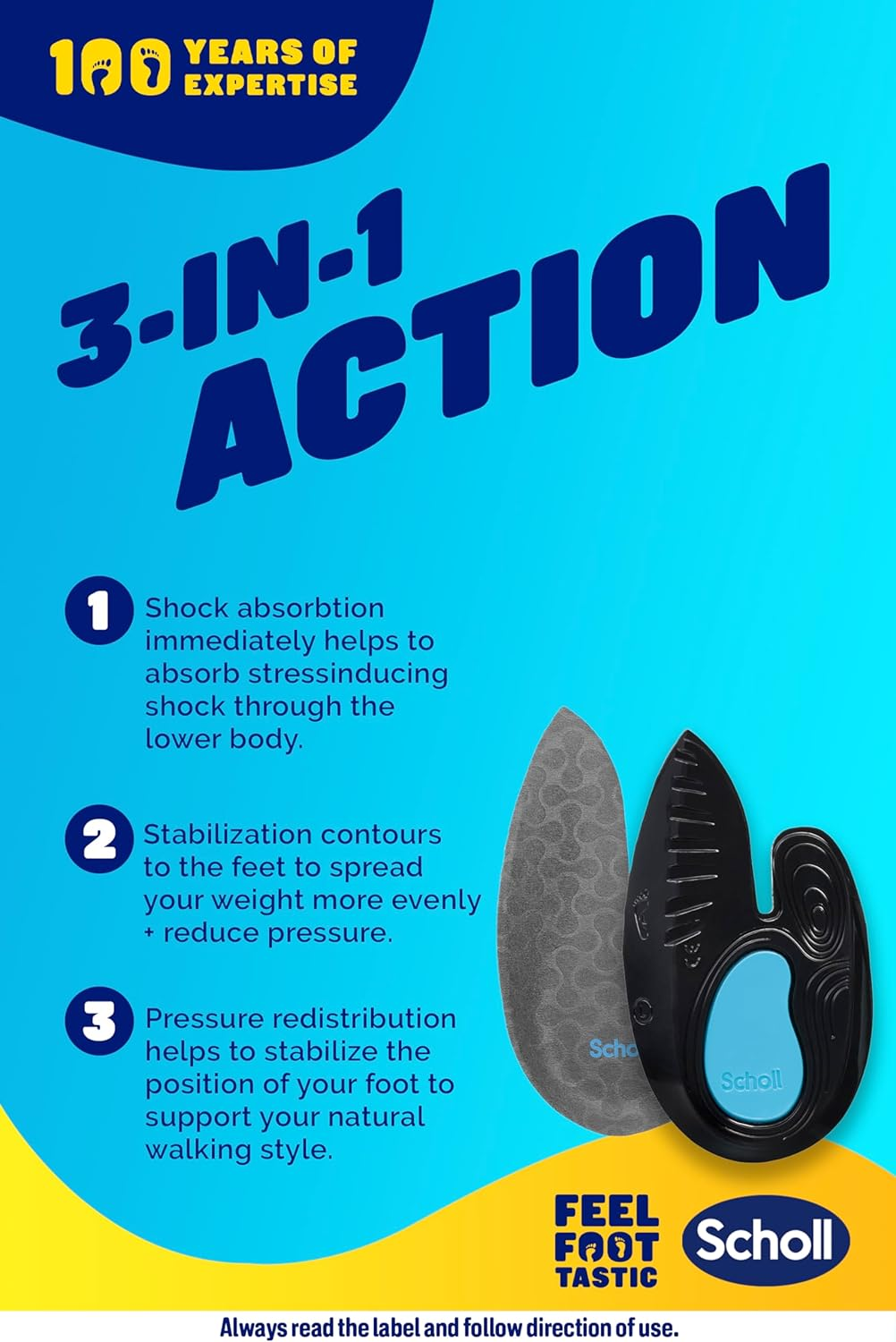 Scholl In-Balance Heel Orthotic Insoles Medium (AU Size 7&ndash;8.5) &ndash; Heel Pain Relief, Arch Support, Plantar Fasciitis, Achilles Tendon Support, Shock Absorption & Comfort Gel Cup image number 2