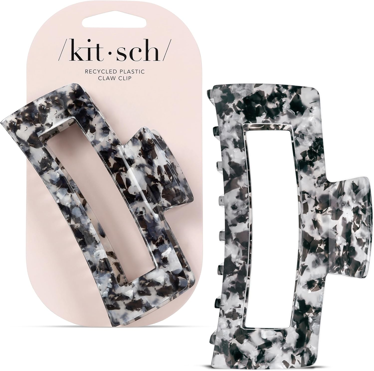 Kitsch Recycled Plastic Large Claw Clip, Big Open Shape Hair Clips for Women, Large Hair Claw Clips & Jaw Clips, Big Claw Clips for Thick Hair, Claw Hair Clips for Girls (1Pc, Black)