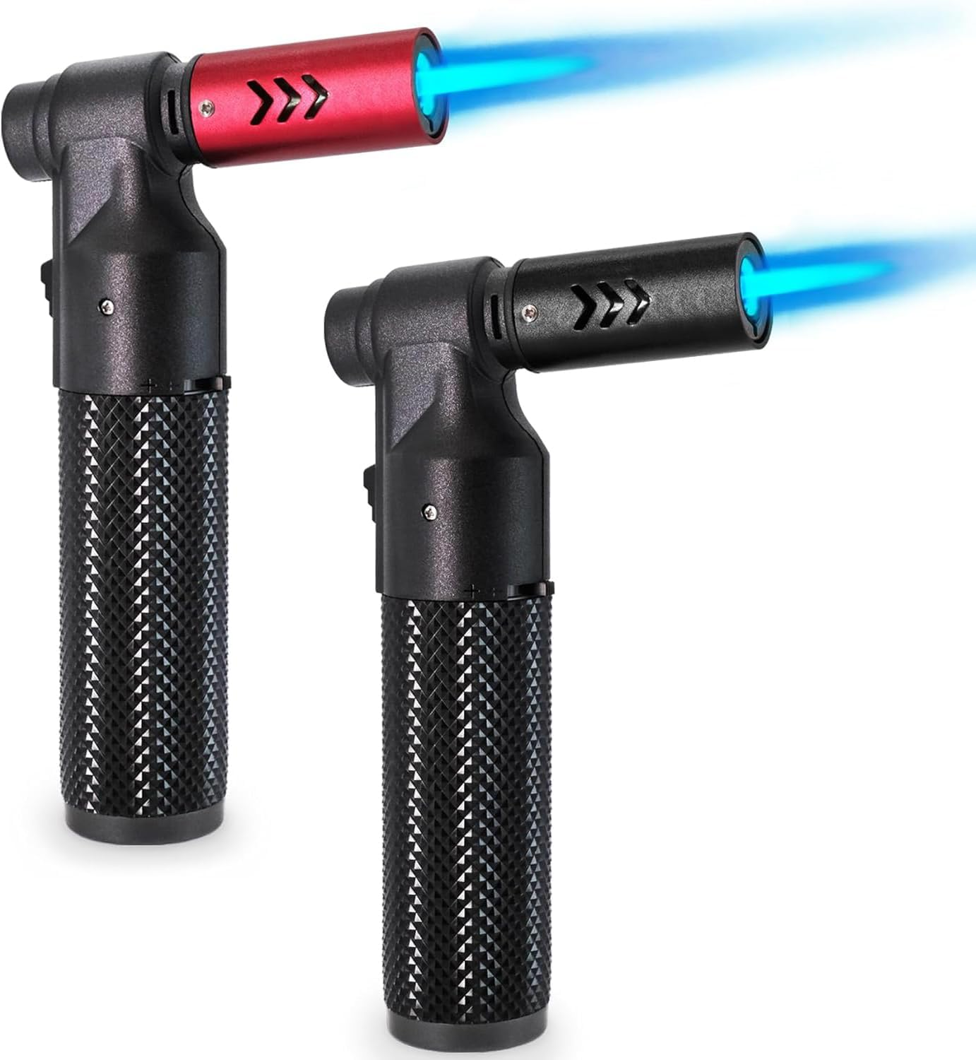 PIPITA 2 Pack Culinary Butane Torch Lighter, Big Jet Flame Refillable Portable Torch, Adjustable Flame for Candle Lighter/Camping/Baking/Home Welding BBQ (Without Butane) (Black+Red) image number 4