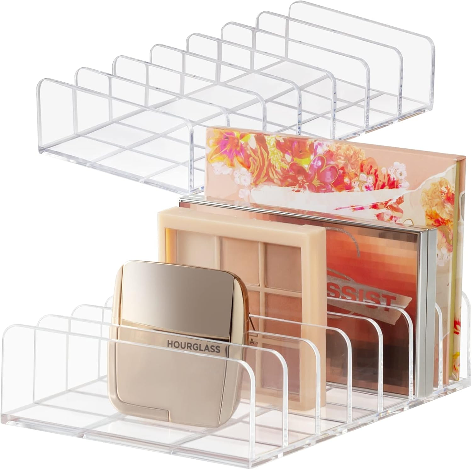 Boxalls 2 Pack Makeup Palettes Organizer, Acrylic Eyeshadow Palette Holder, Clear Make up Organizer Storage Stand, Divided Cosmetic Beauty Organizator for Vanity, Contertop, Cabinet -7 Sections image number 4