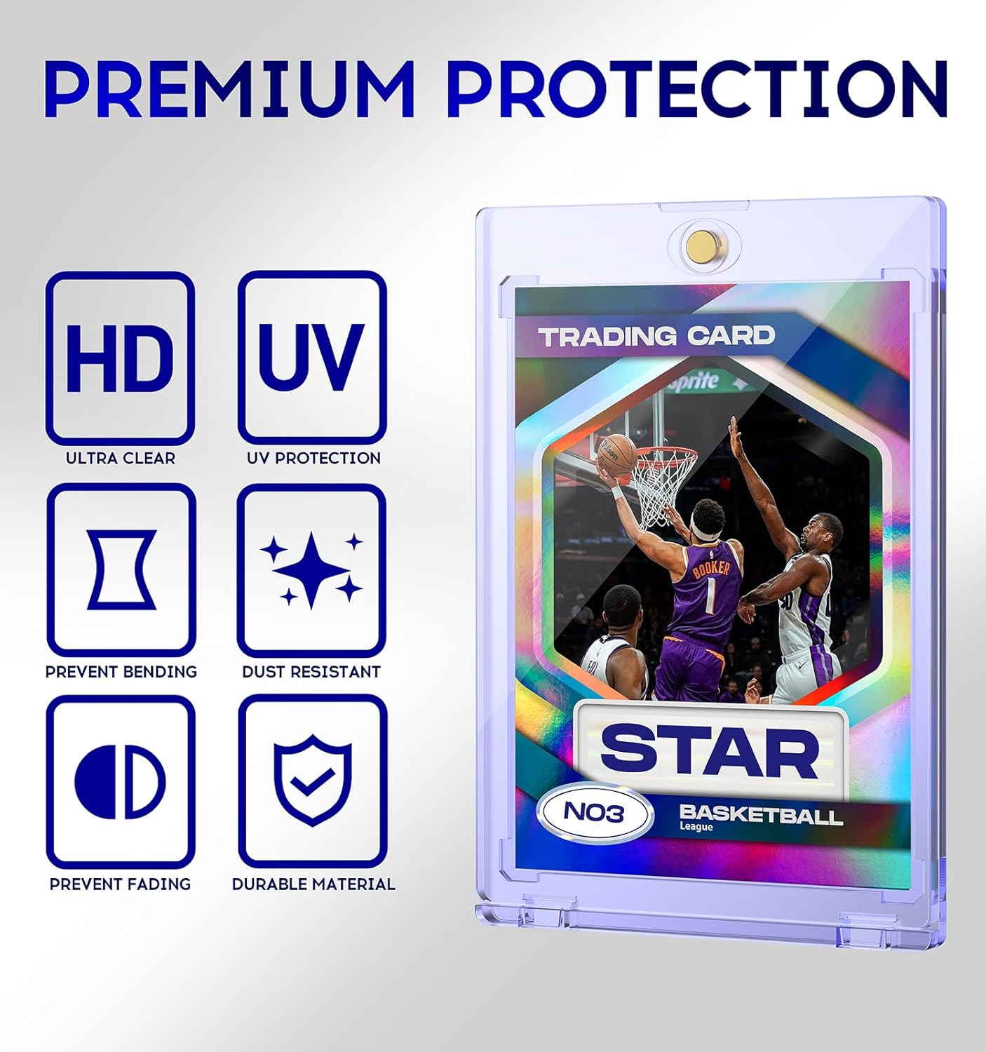30Pack Magnetic Card Holder for Trading Cards, 35Pt One Touch Card Holder, U-V Protectors Hard Plastic, Magnet Case, Sports, Baseball Cards Holder image number 3
