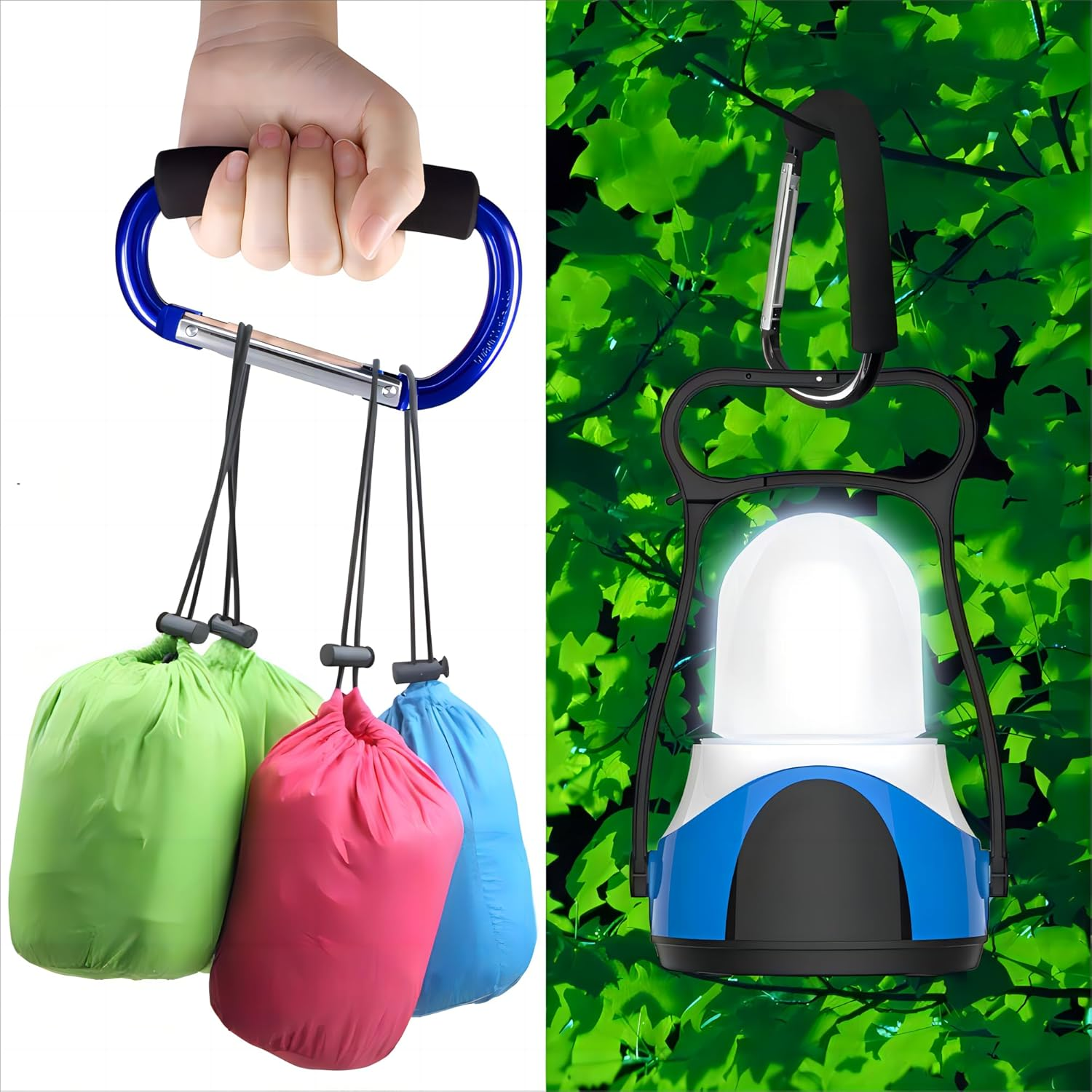 Noneea 3PCS Stroller Hooks Large Carabiner Clip - Carabiner Large, Baby Stroller Hooks for Hanging Bags, Stroller Accessories(Blue) image number 5