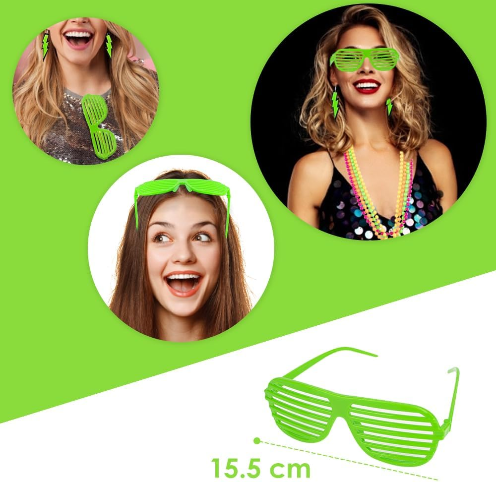 AUTOWT 80S Costumes for Women, 6 Packs 80S Accessories Set with Fishnet Gloves Earrings Necklaces Leg Warmers, Tutu Skirts for 1980S Theme Party Outfits - Pink image number 5