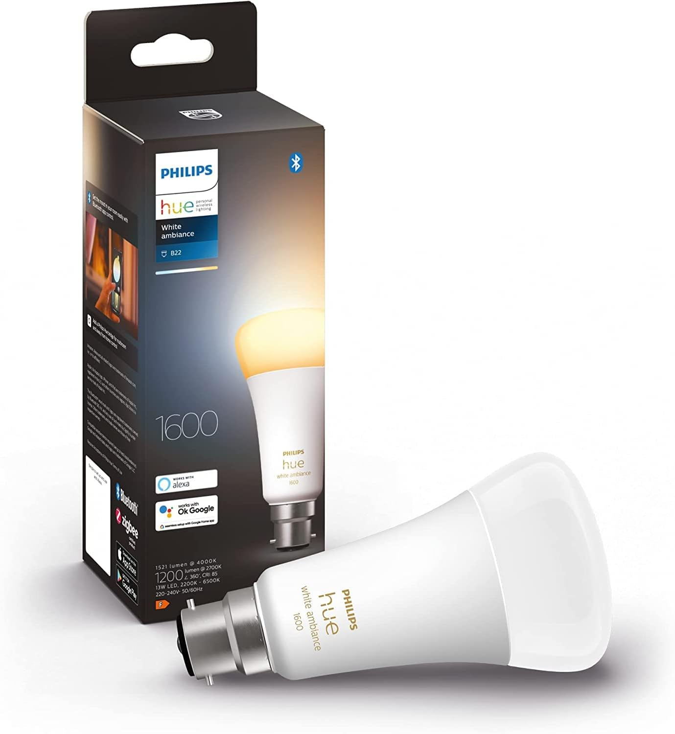 Philips Hue White Ambiance A67 High Brightness 100W 1600 Lumens Smart Bulb with E27 Fitting image number 3