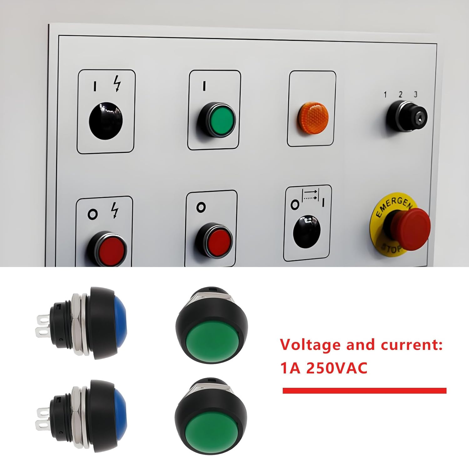 Emsea 12Pcs 12Mm round Push Button Momentary Switch 1A 250VAC Push Switch for Electrical Wiring Electronics image number 6