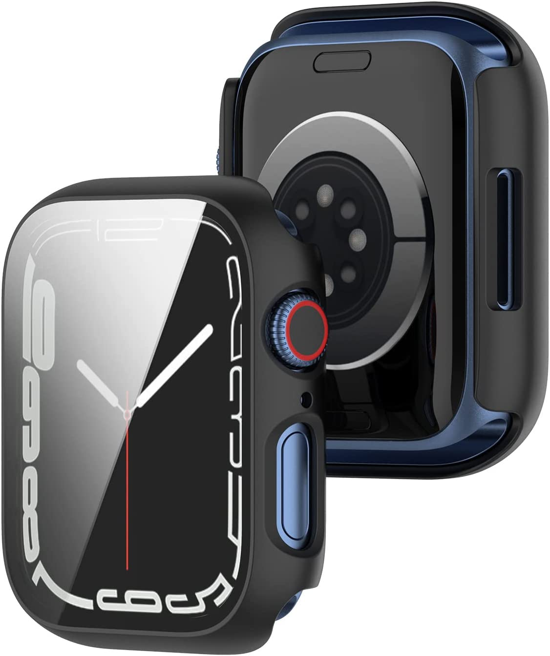 [2 Pack] Tempered Glass Screen Case 41Mm for Apple Watch Series 9 8 7, Full Coverage Screen Protector Protection All-Around Surround Overall Cover for Iwatch Series 9 8 7 41Mm (Black+Clear) image number 5