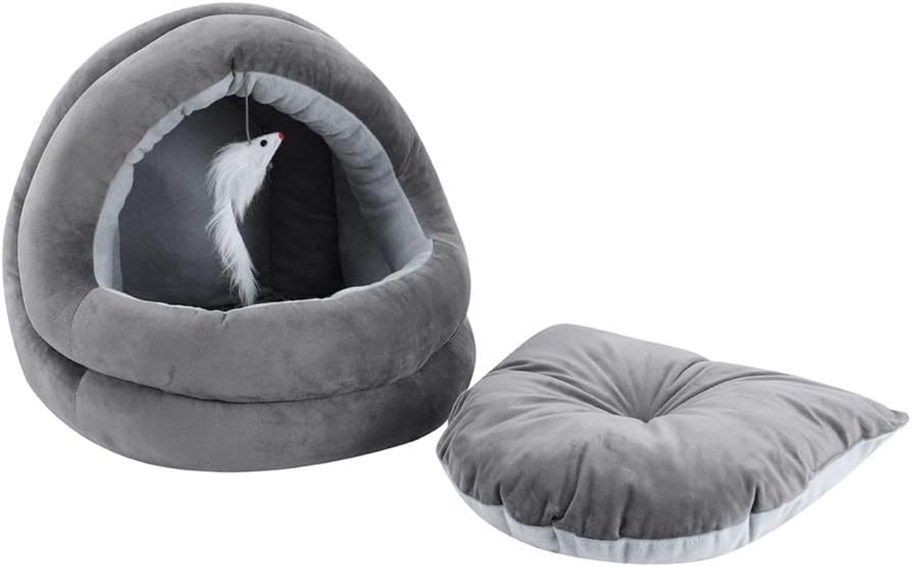 Paws & Claws Plush Velvet Cat Cave, Grey, 42 X 40 X 38 Cm Size image number 3