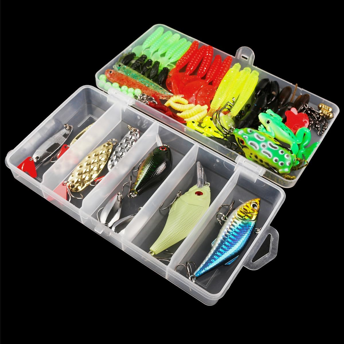 94Pcs NUZAMAS Fishing Lure Kit Bait Tackle Kit Fishing Accessories Tackle Tool Box for Fly Fishing Wet Flies Bass Trout Salmon Freshwater and Saltwater image number 3