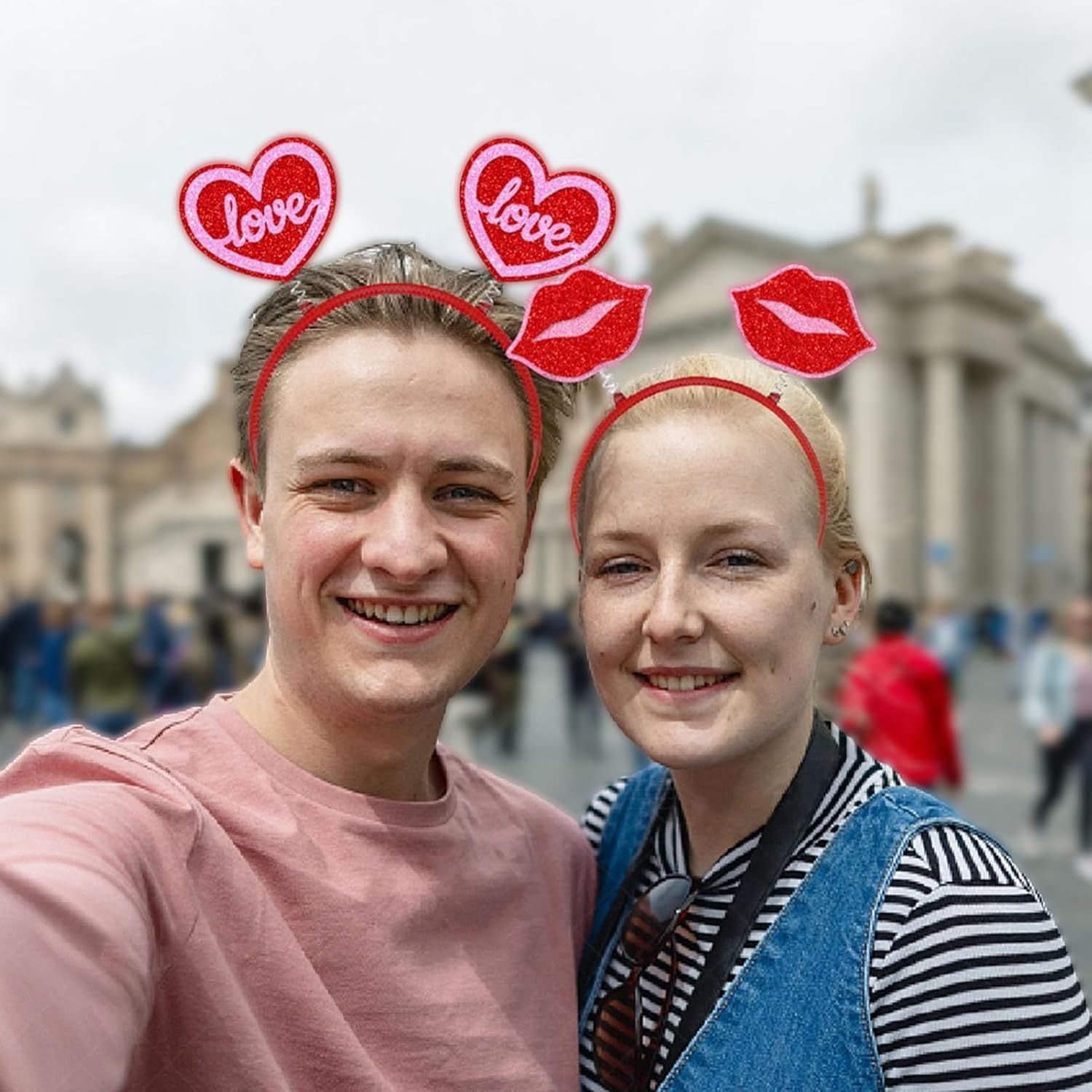 Valentines Day Headband - Valentines Hair Hoop Decor | Valentine'S Day Heart Headband, Valentines Heart Lip Shape Hair Hoop, Red Hearts Hairband for Valentine Hotplus image number 1