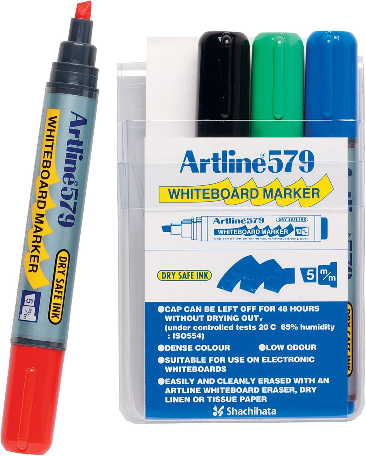 Artline 579 Whiteboard Marker 5Mm Chisel Nib Assorted Wallet 6