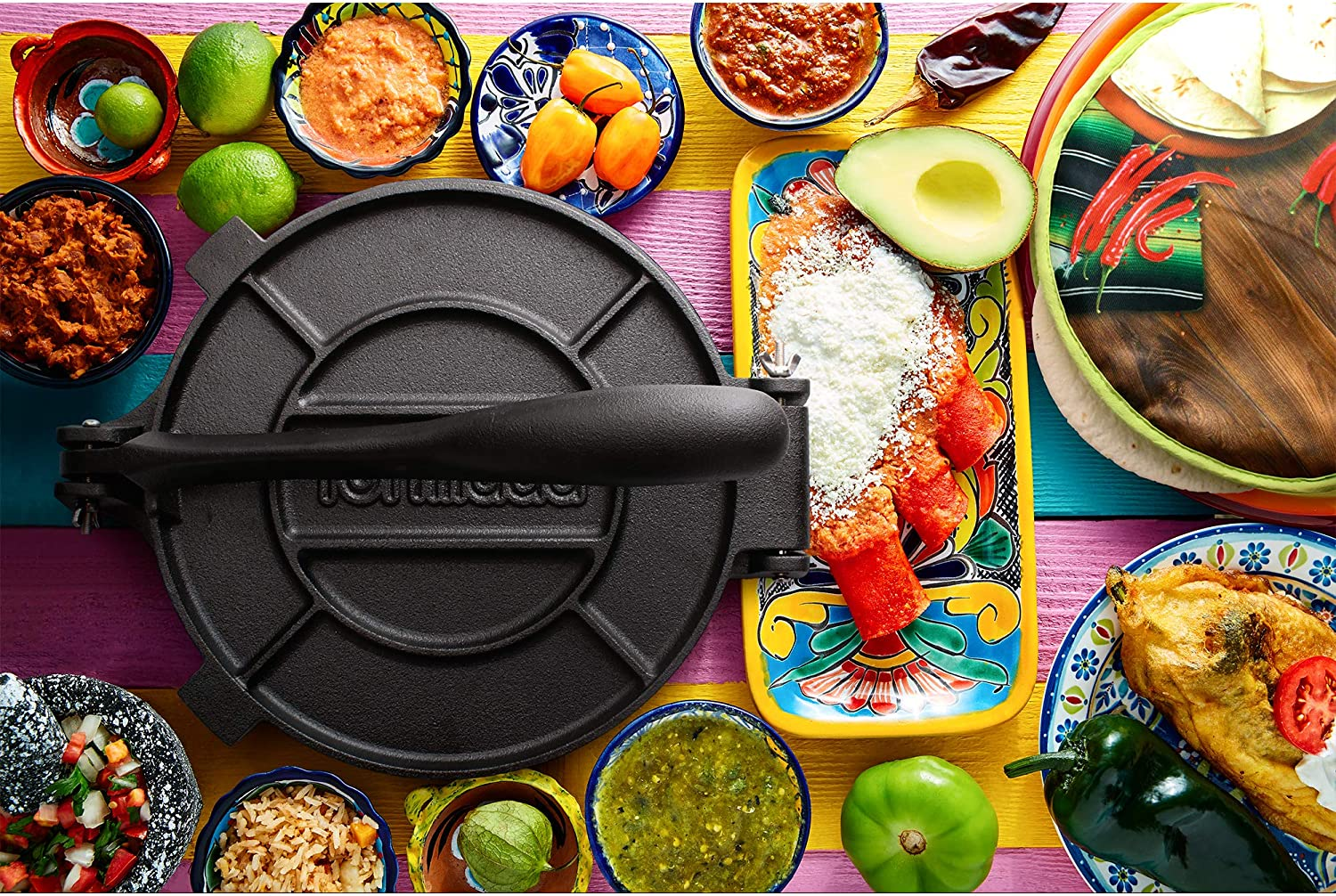 Tortillada &ndash; Tortilla Press, Quesadilla/Roti Maker (25 Cm) Cast Iron with Recipes E-Book 50 Tortilla Recipes image number 1