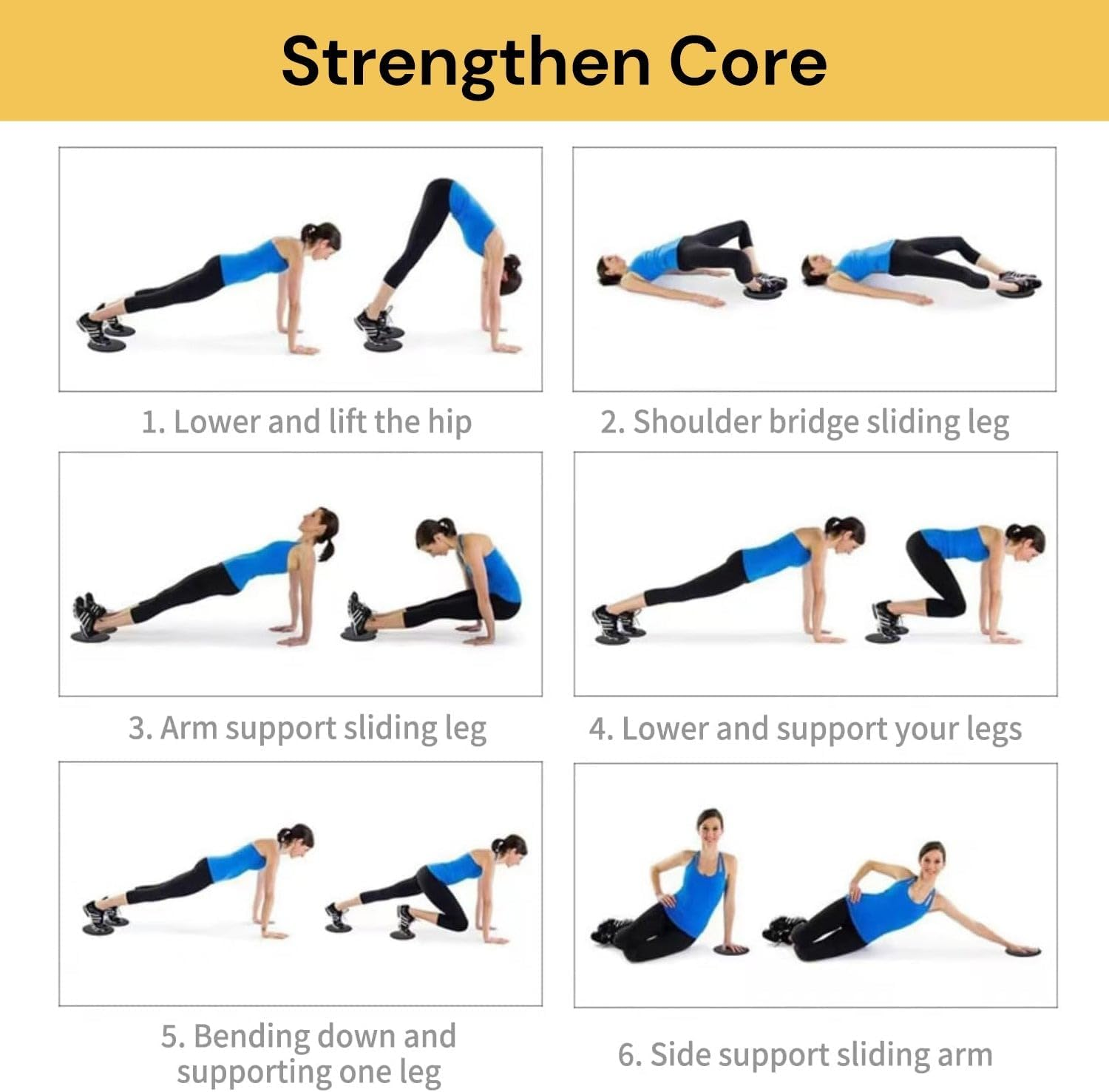 EZONEDEAL 2Pcs Dual Sided Gliding Discs Core Sliders Ultimate Core Trainer- Gym Home Abdominal Total Body Workout Equipment. Use on ALL Surfaces. image number 2