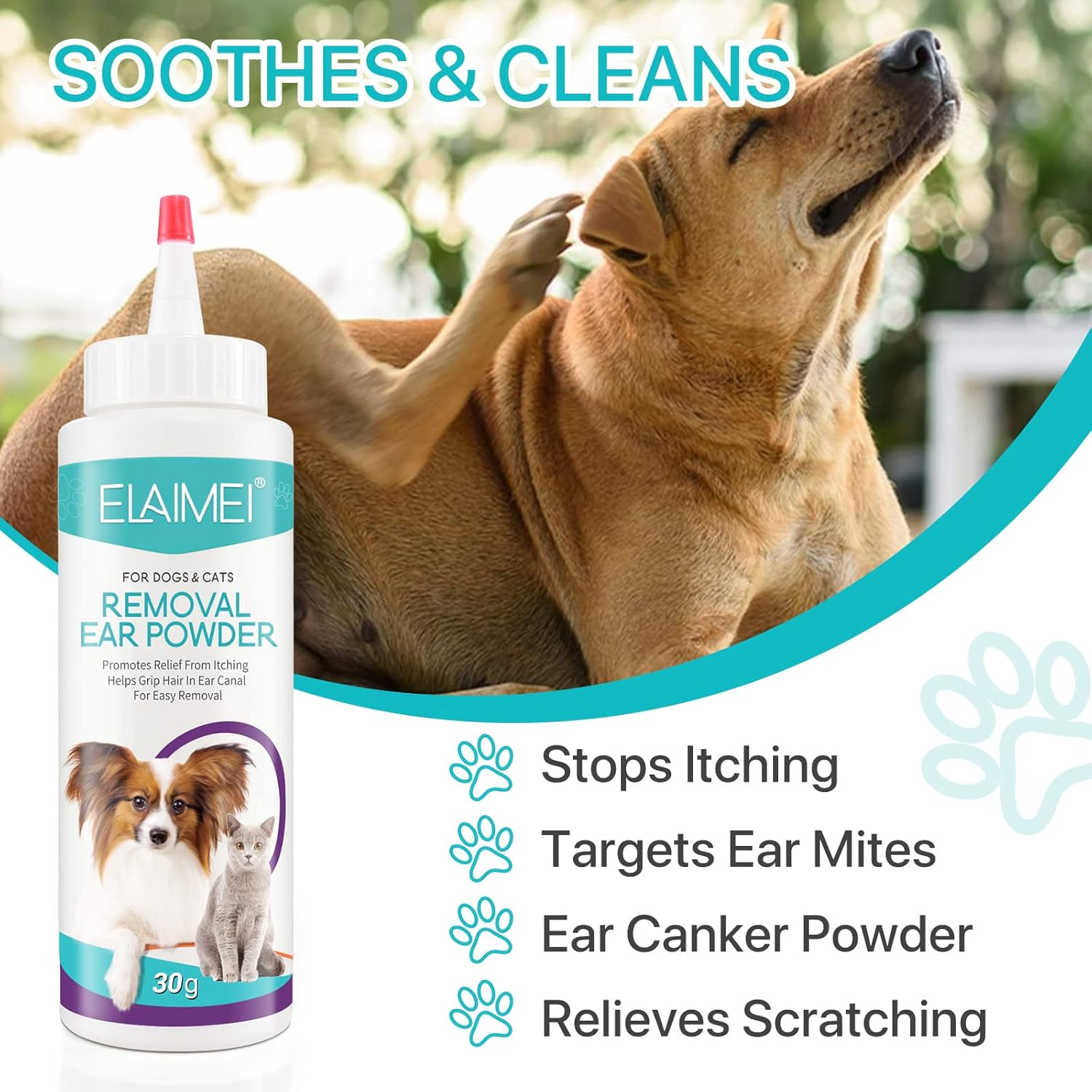 Dog Ear Cleaner - Removal Ear Powder for Pets,Dog Ear Infection Treatment,Supports Infection Prone Ears, Ear Odor in Pets image number 4