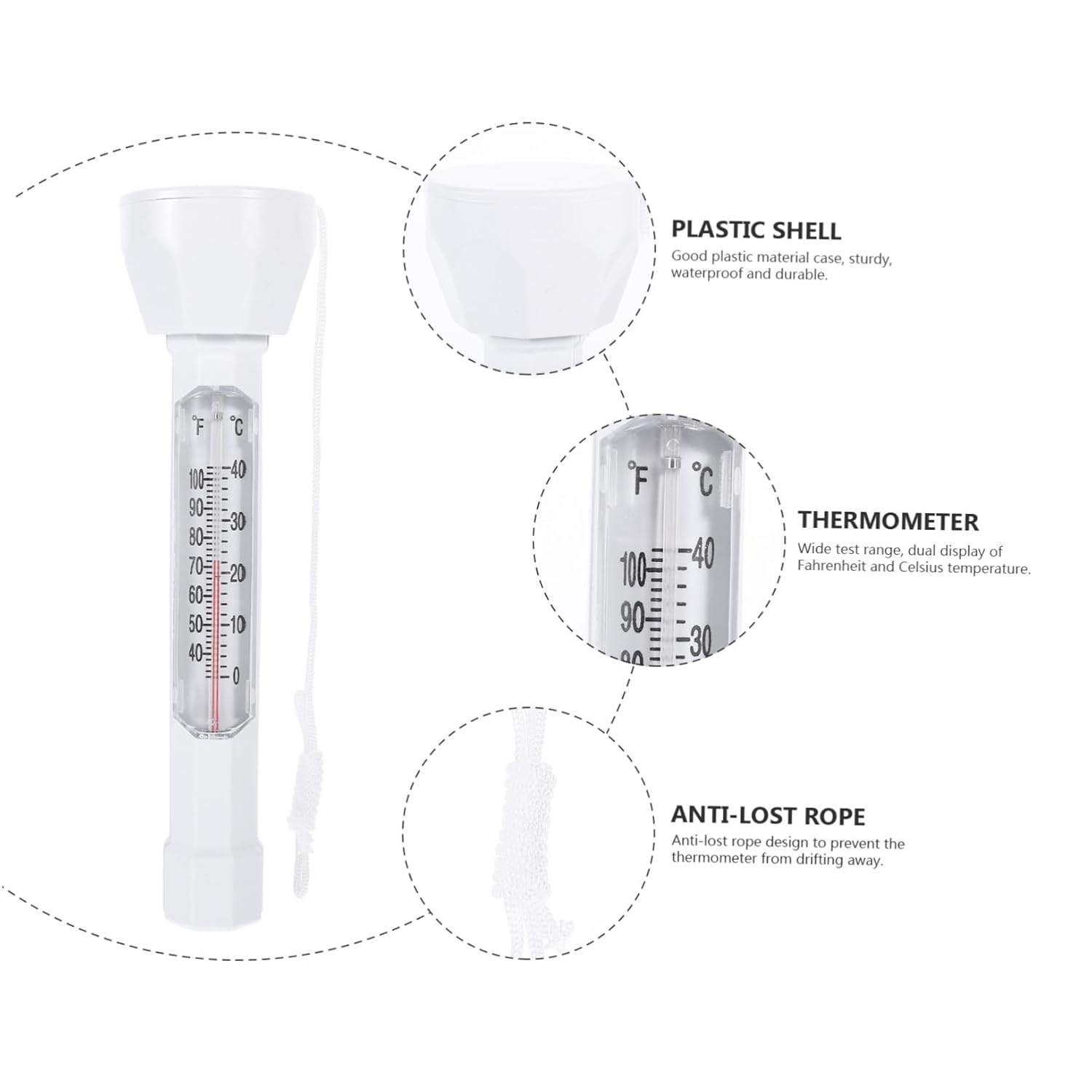 BESPORTBLE Floating Pool Thermometer Dual Display Fahrenheit Celsius Lightweight Accurate Water Temperature Gauge for Swimming Pools Spas Ponds Bath Maintenance Tool image number 6