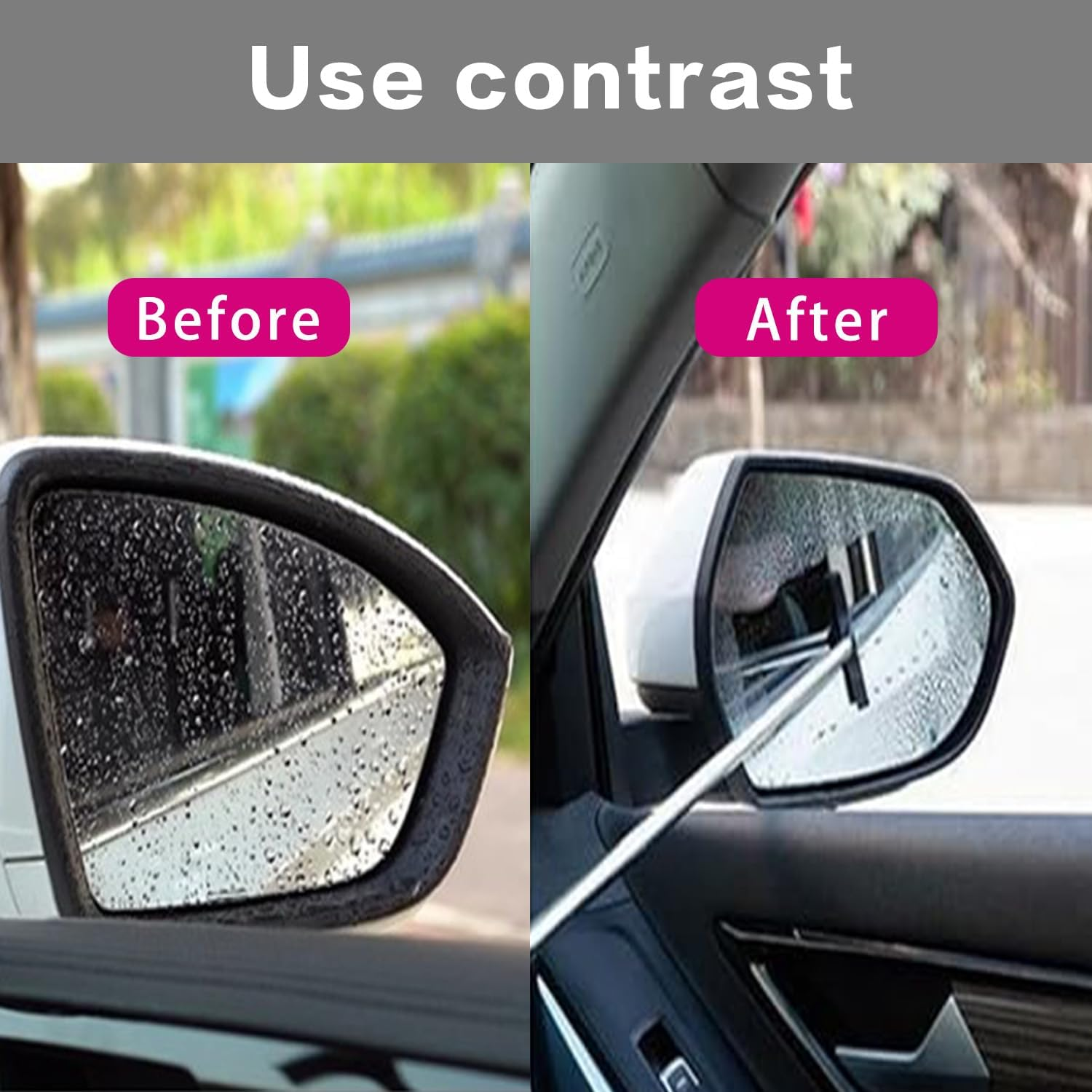 2-In-1 Car Mirror Squeegee &ndash; Portable Rearview Mirror Wiper with 98Cm Long Handle for Glass & Windows, Black and Pink image number 2