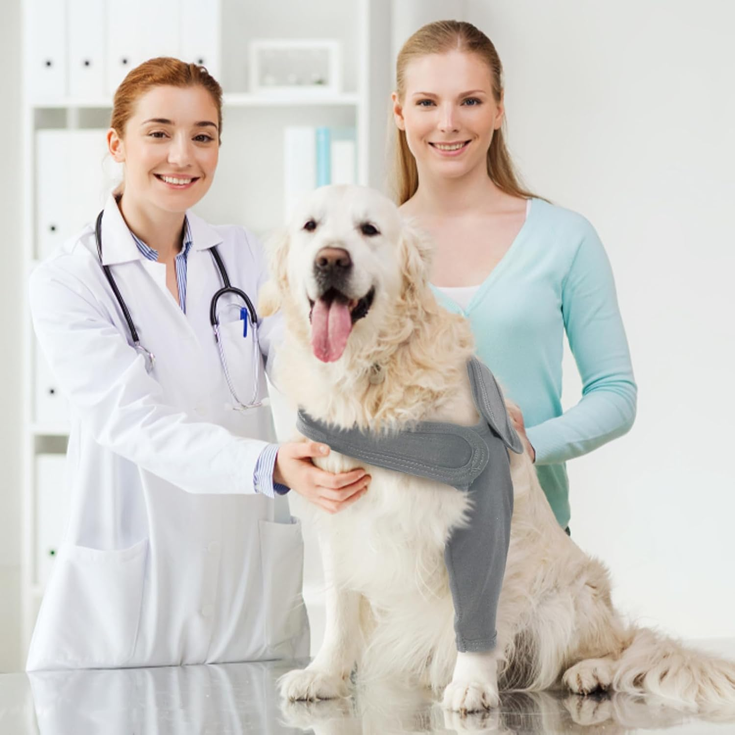 Recovery Sleeve Dog, Knee Support Dog Rear Leg, Elbow Bandage Dog, Elasticity Elbow Pads Front Right Left Leg for Wounds, Bandages, anti Licking for Dogs, Grey XL image number 4