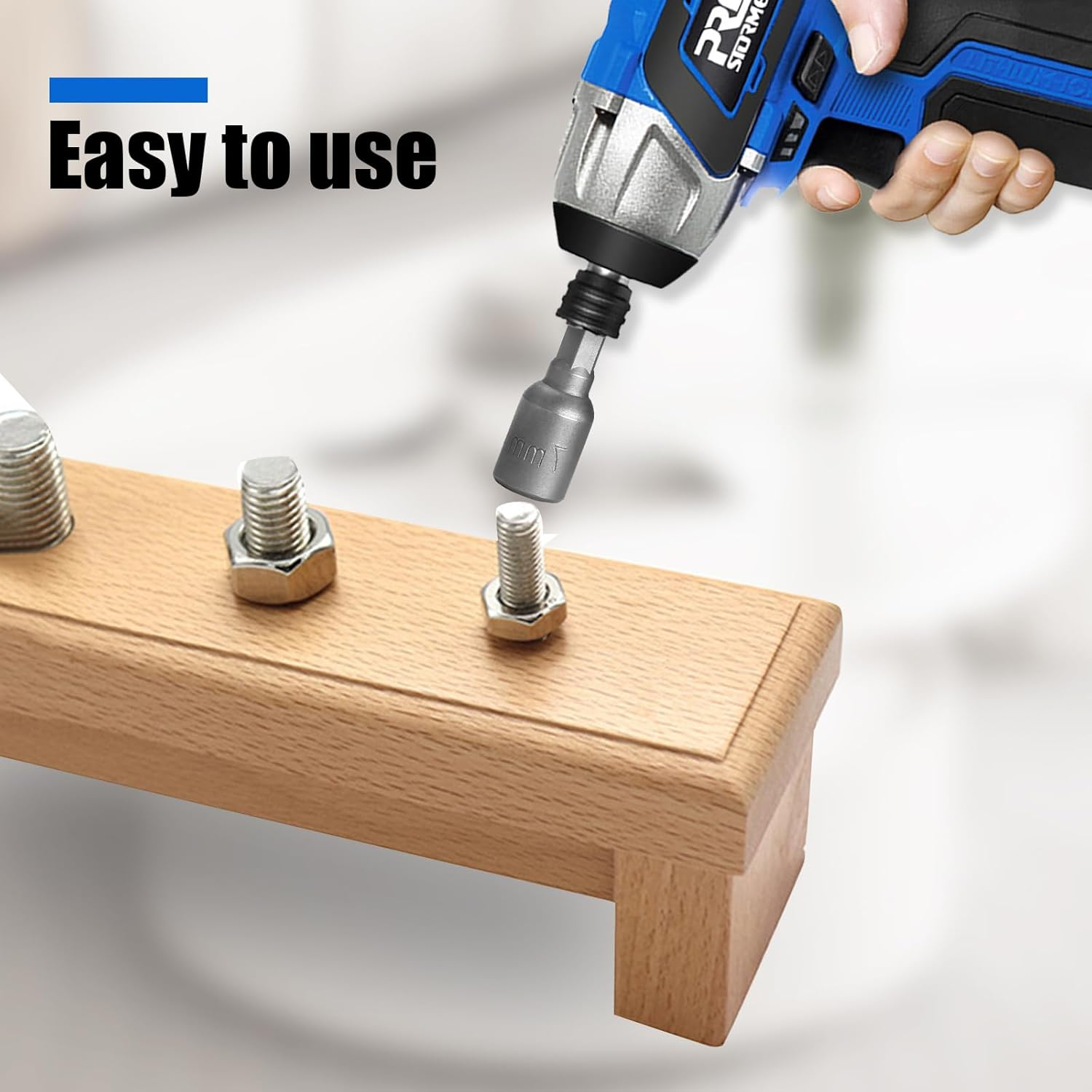 Hordion 2 Pcs Hex Nut Driver Bits 10Mm, 1/4" Hex Shank Quick-Change Power Nut Driver for Electric Drill image number 6