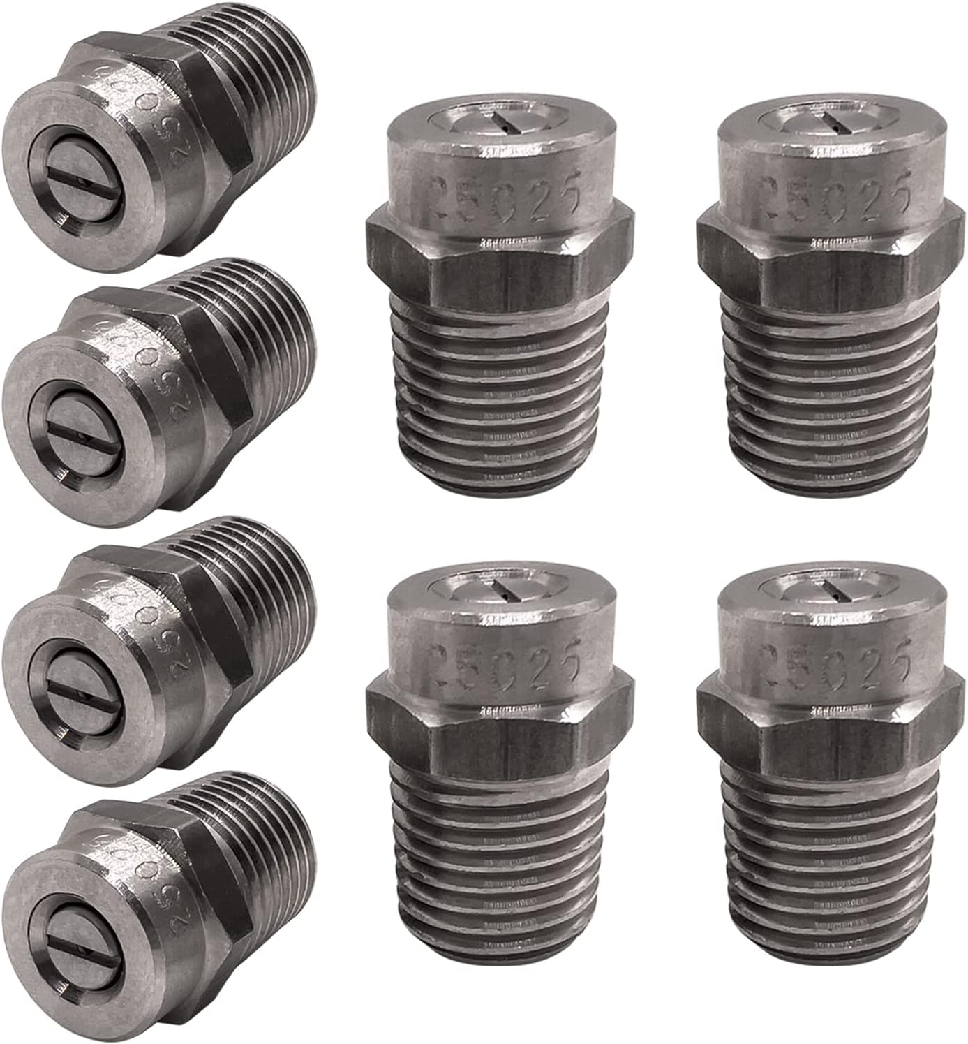 SOLIVEDE 25025 Surface Cleaner Tips for Pressure Washer Nozzles with 2.5 Orifice, 4000 PSI, 1/4'' Male NPT, Stainless Steel (8 Pack) image number 1