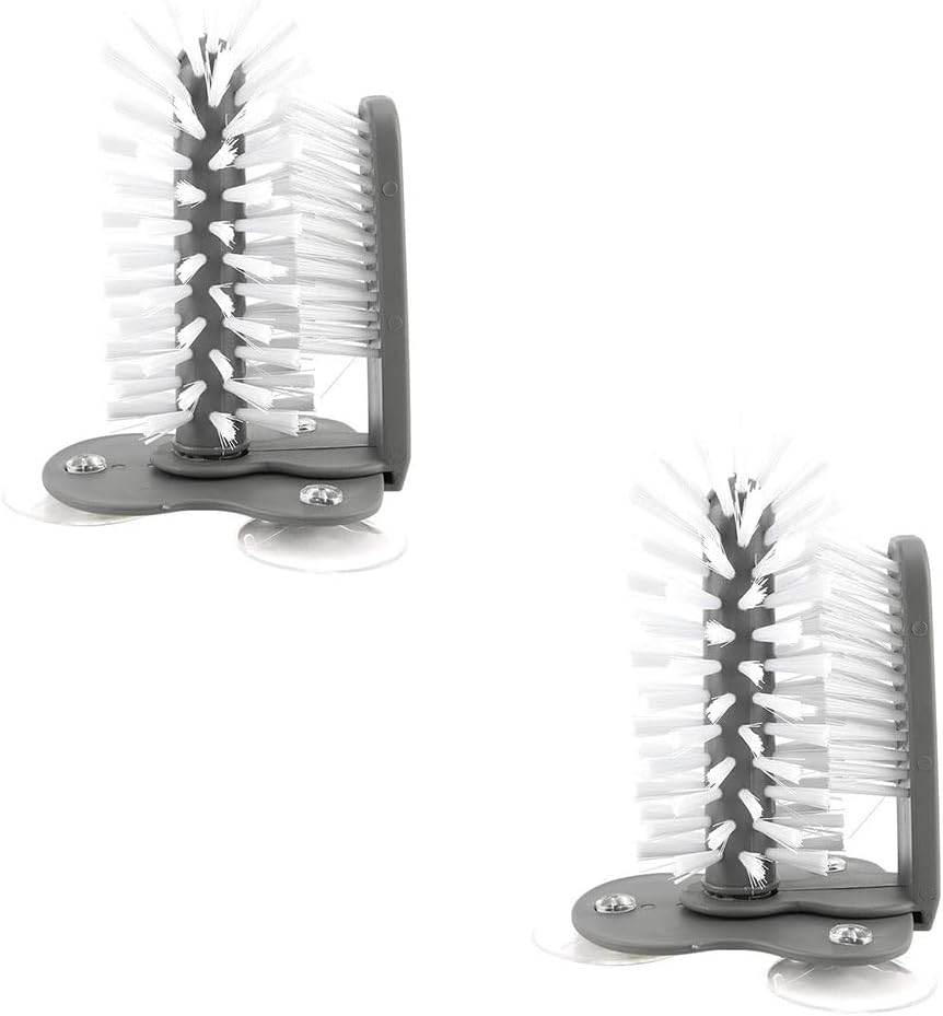 HYAVIA 2 Pack Detachable Suction Cup Glass Brush Cleaner, 360&deg; Rotating Lazy Cup Scrubber for Kitchen Sink, Tea Bar Glass Washer with Dual Bristles for Bottles, Mugs, and Glassware image number 3