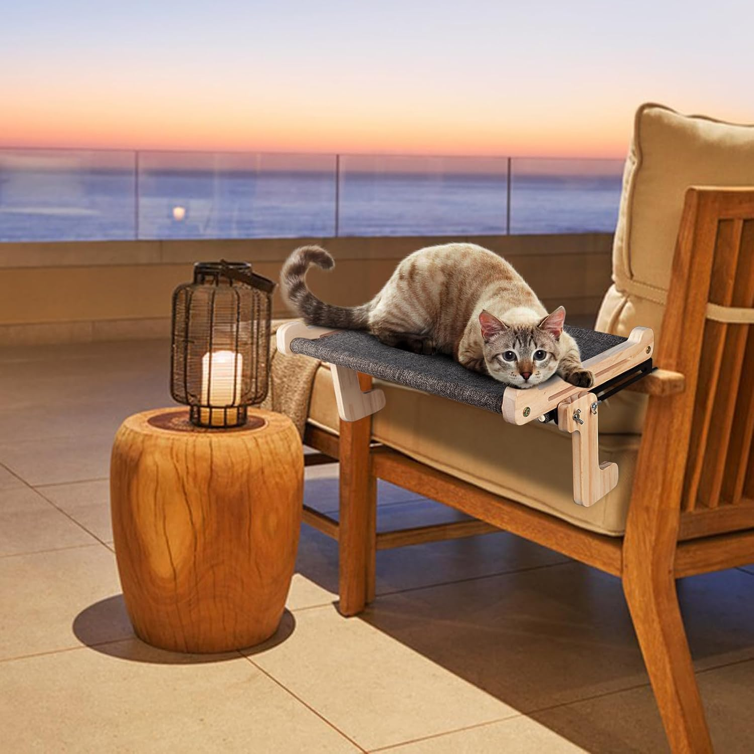 Powerking Cat Window Perch Lounge Mount Window Hammock Kitten Seat Bed Shelves for Indoor Cats No Drilling No Suction Cup (Grey) image number 5