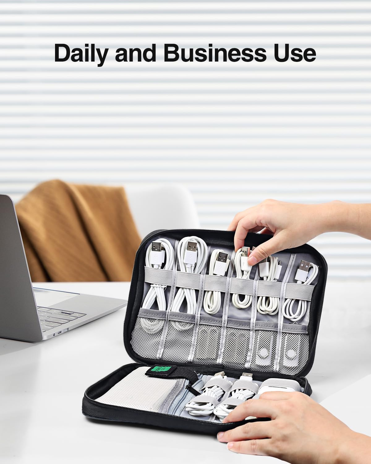 Luxtude Cable Organizer Bag, Cord Organizer Bag, Electronic Organizer Travel Case, Wire Organizer Bag, Tech Organizer Pouch, Charger Storage Organizer, Travel Essentials for Cords/Chargers/Mouses,Etc image number 4