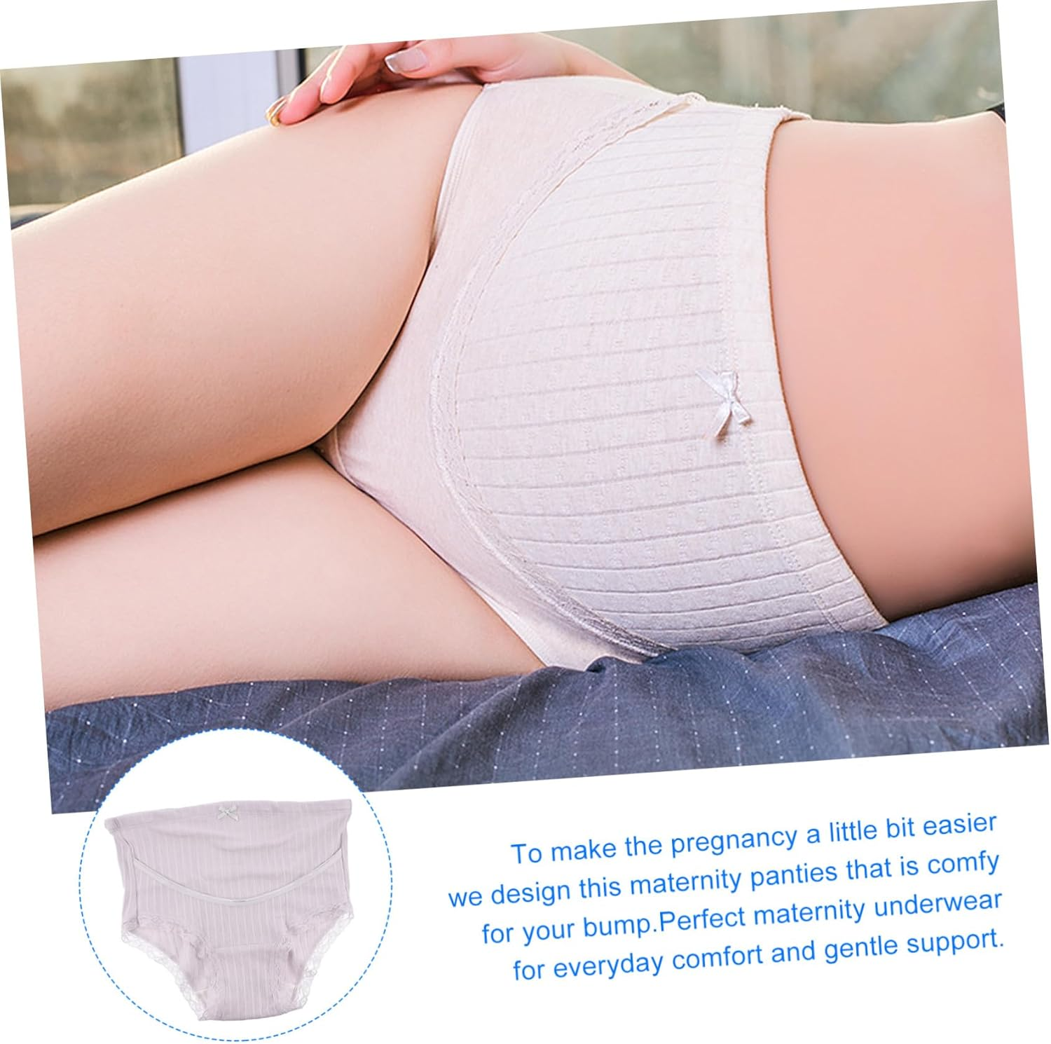 3Pcs Cotton Maternity High Waist Panties for Pregnant Women Adjustable Band and Soft Fabric for Daily Comfort and Postpartum Recovery image number 5