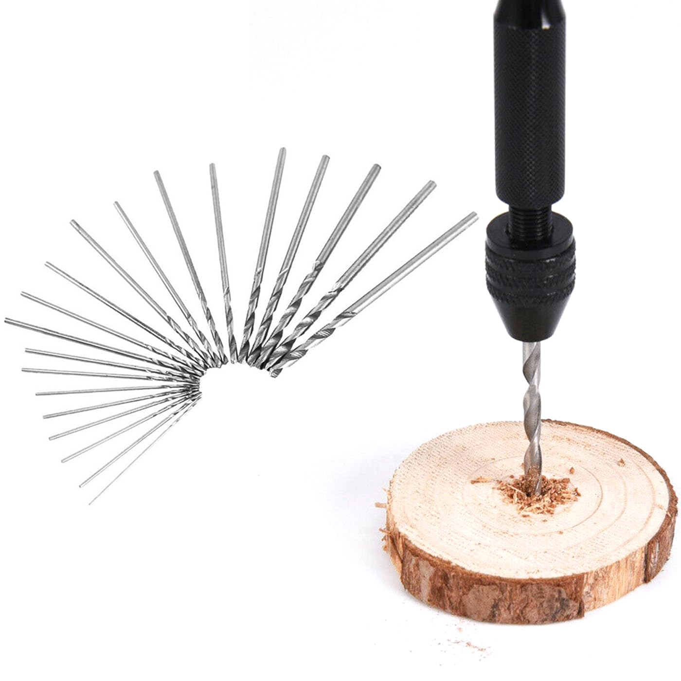 20 Pcs Mini Micro Drill Bits 0.3-1.6Mm Shank Twist Drill HSS Small Twist Drill Bit Set DIY Manual Hardworking Kit Pin Vise Rotary Hand Tools Accessory image number 4