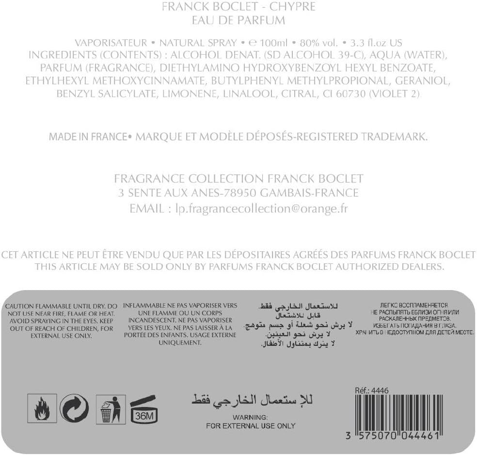 Franck Boclet Franck Boclet Chypre Eau De Parfum Spray 100Ml