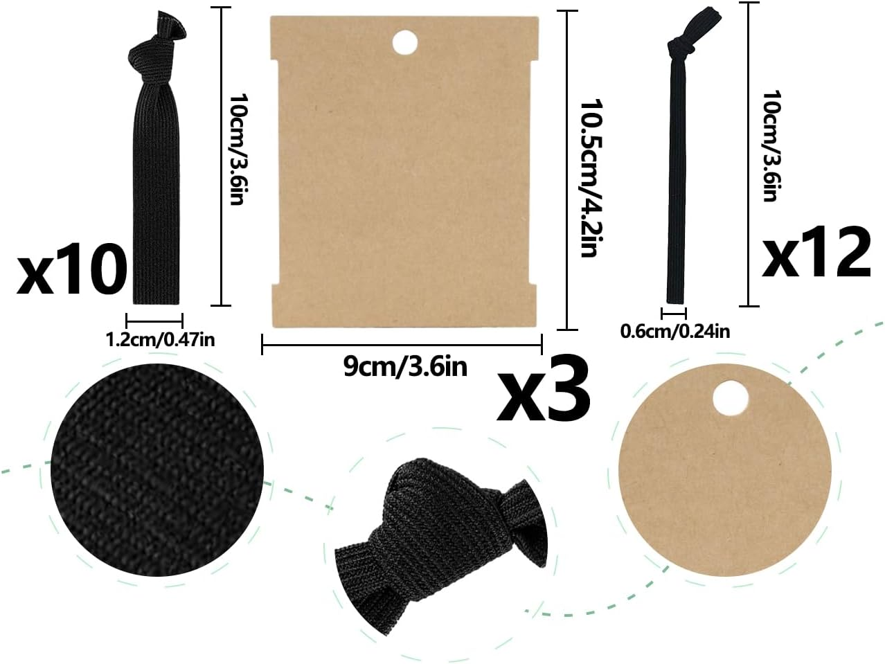 AOYEGIC Pack of 22 Men'S Hair Boys, Knotted Hair Bands, Elastic Hair Band, Flat Braid Elastic, Ponytail Holder, for All Hair and Braid Types (Black, 6 Mm and 12 Mm) image number 3