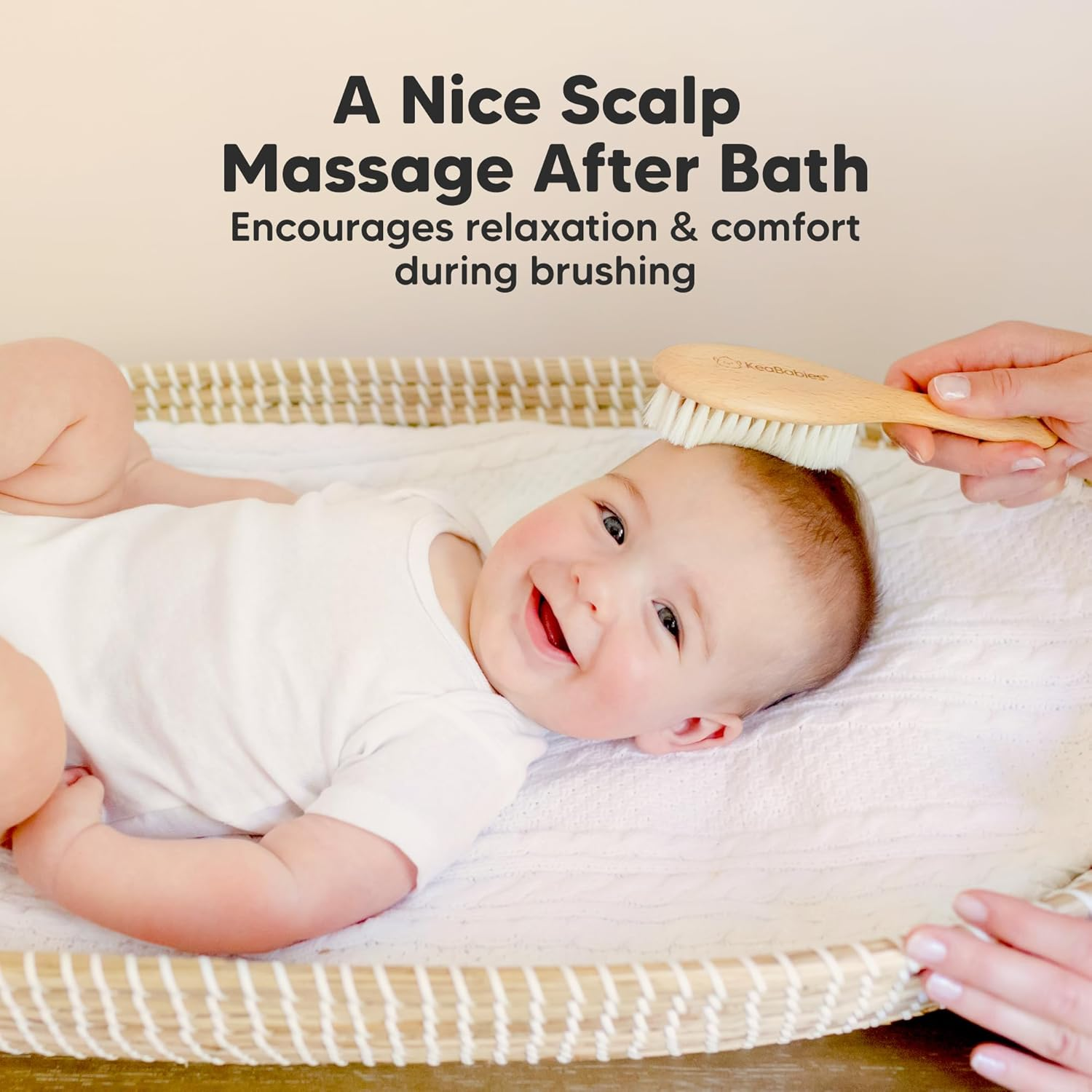 Wooden Baby Hair Brush - Cradle Cap Baby Brush with Soft Goat Bristles, Perfect Gentle Scalp Newborn Comb for Infant, Girls, Boys, Bath Essentials (Walnut, Oval) image number 6