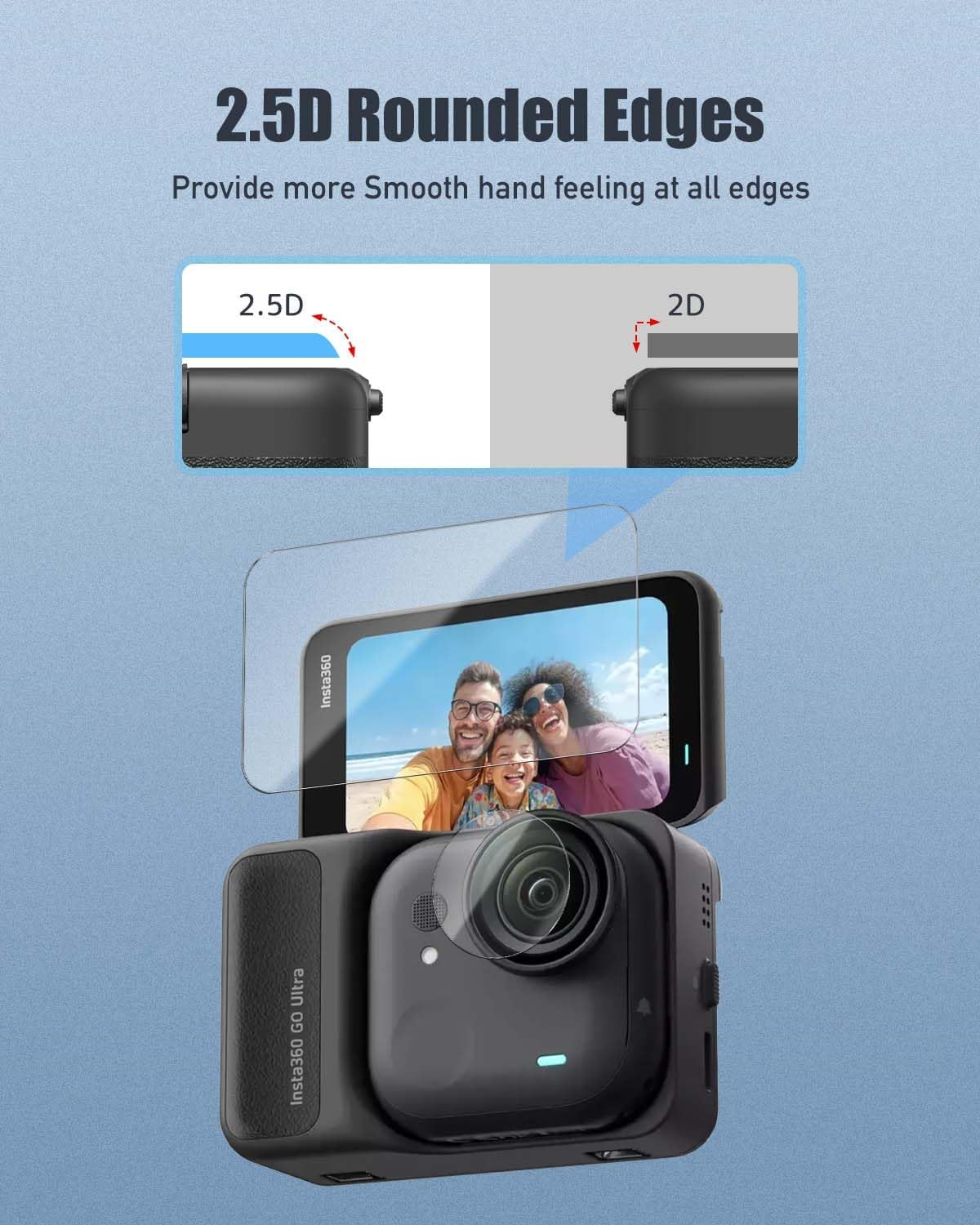 YAJOJO [2+2 Pack] Screen Protector for Insta360 Go Ultra, Screen Protector & Lens Protector for Insta360 Go Ultra Action Camera, 9H Hardness Ultra Clear Tempered Glass,Anti-Scratch Anti-Fingerprint