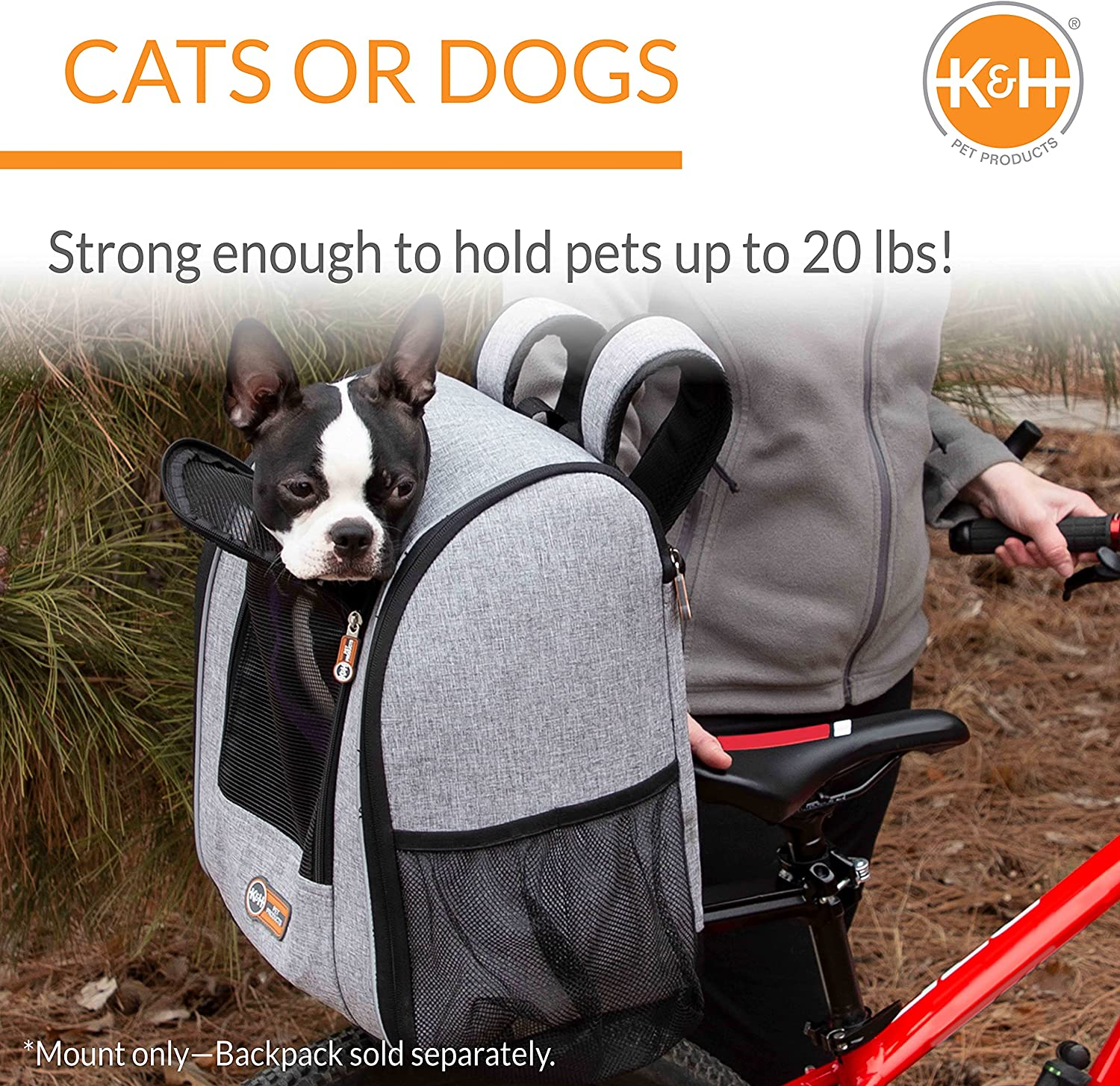 K&H Pet Products Universal Rear Bike Mount for Travel Bike Basket & Backpack Black Universal Fit image number 2