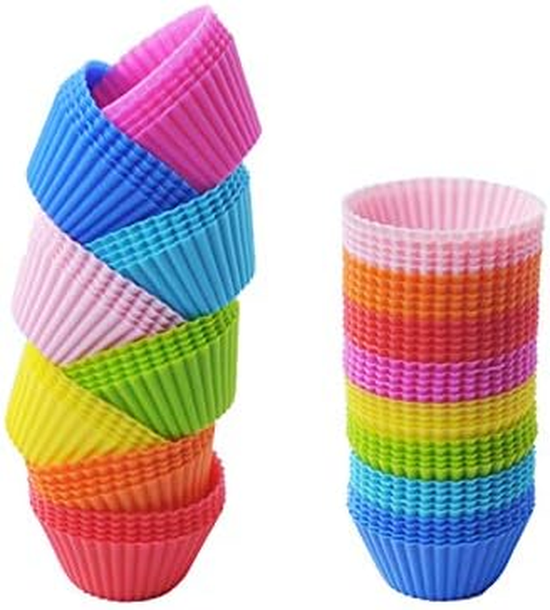 SEIWEI 12 Pcs Silicone Baking Cups Tins for Puto Cups, Mini Foil Pans, round Egg Tart Tins Mold for Baking and Cooking for Mini Cakes Tarts Muffin Cupcakes Brownies Jello