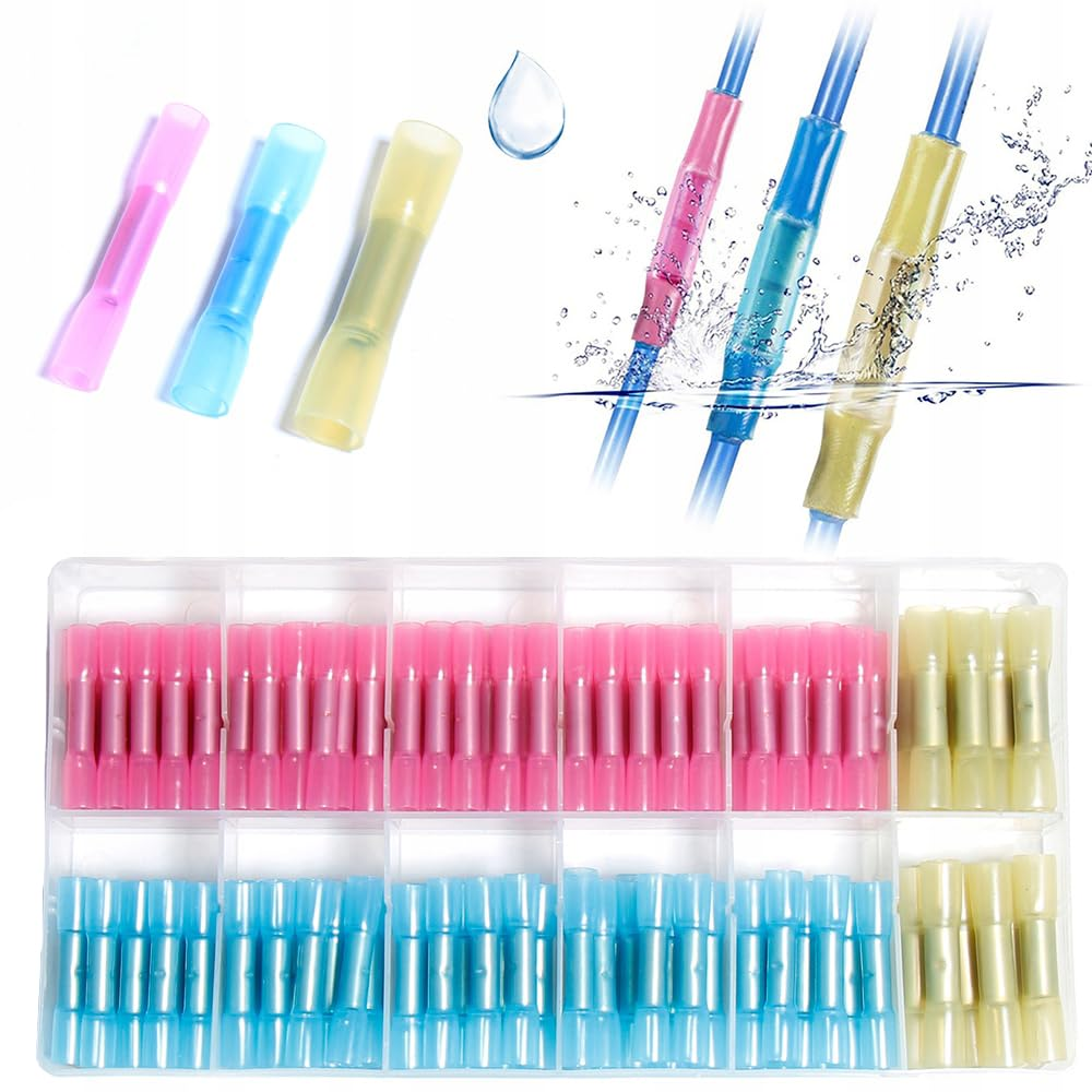 Aikoolwer 190PCS Heat Shrink Butt Wire Connector Kit Insulated Waterproof Electrical Wire Crimp Terminals Butt Splice Marine Automotive image number 1