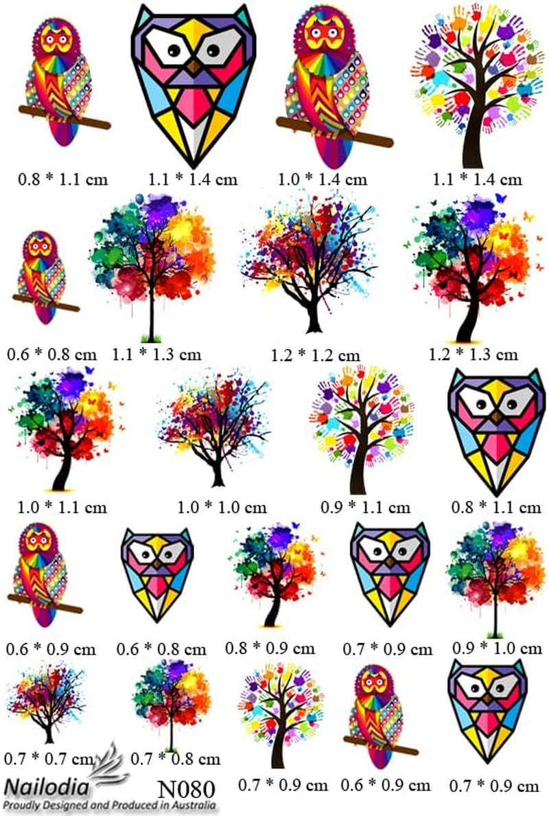 Rainbow Owl & Tree Nail Art Decal Sticker image number 3