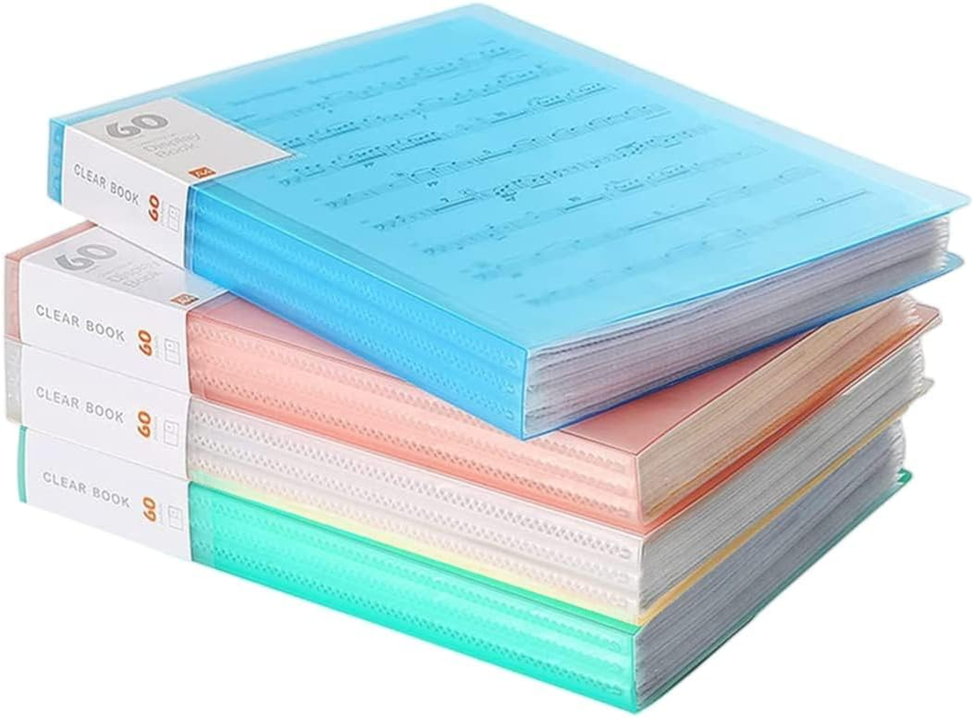 4Pcs Presentation Book with Clear Sheet Protectors, 60 Pockets A4 Portfolio Folder Binder Display 120 Pages Bound Sheet Protectors Brinder for Document, Kids Artwork, Diamond Painting image number 2