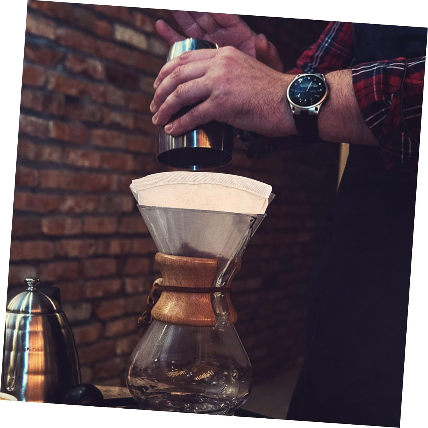 Happyyami 2Pcs Reusable Cotton Coffee Filter Bag Fine Mesh Strainer Pouch for Brewing Tea and Coffee Lightweight Portable Design with Strong Filtration Safe and Practical for Home and Travel image number 4